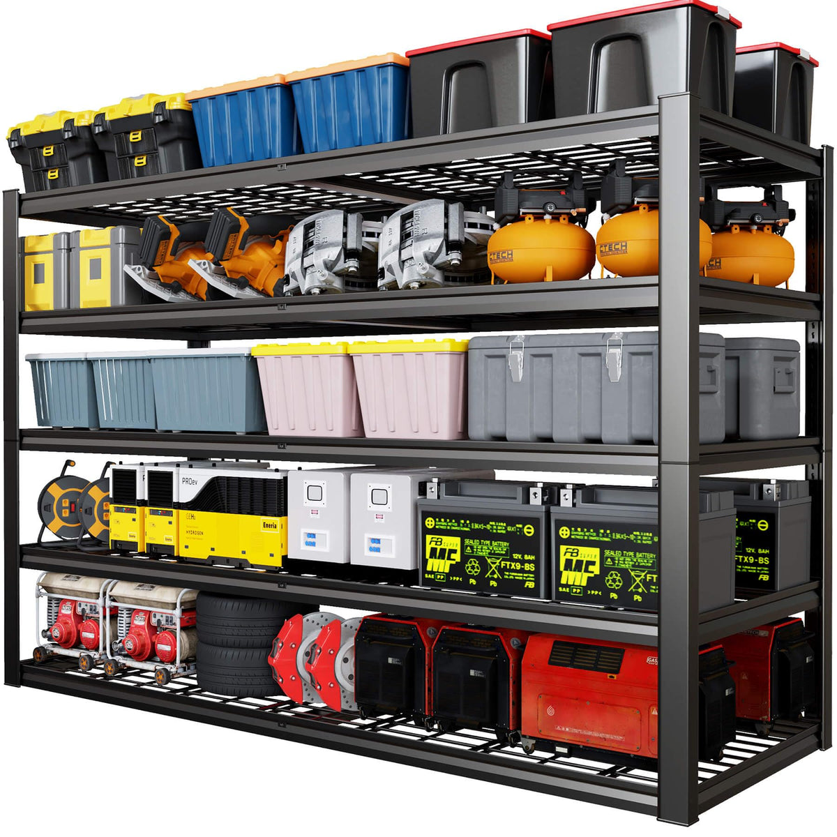 PMKES 67" W Garage Shelving Heavy Duty, 67" W x 24" D x 84" H, Adjustable 5 Tier Metal Shelves, Commercial Metal Shelf Rack, Industrial Shelving