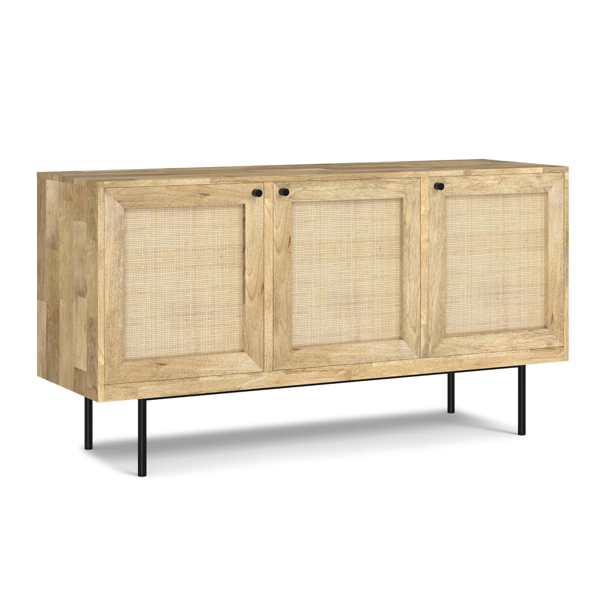 SIMPLIHOME Reeves 57 inch x 18 inch Rectangle Contemporary Modern Sideboard Buffet in Natural for The Dining Room and Kitchen