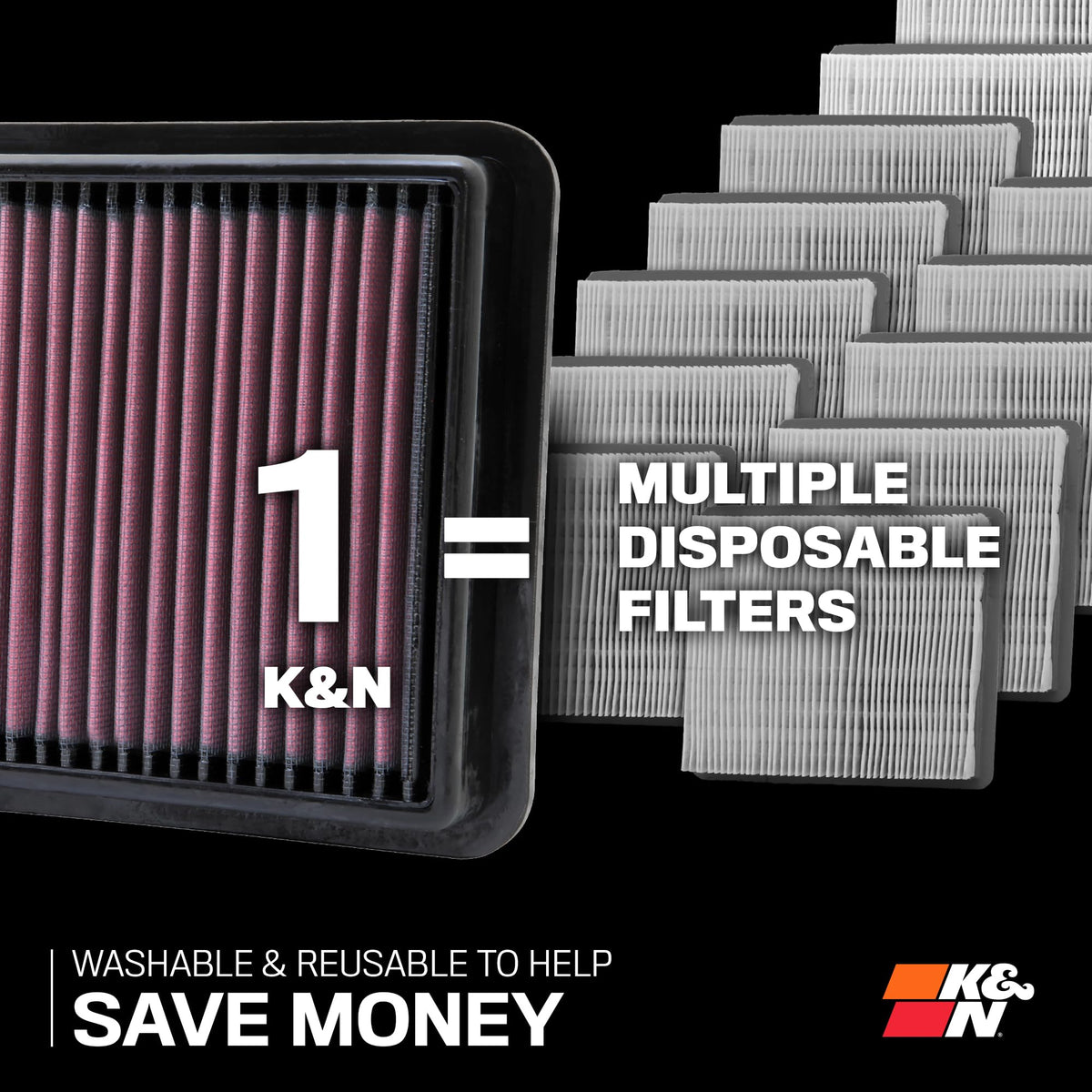 K&N High-Flow Original Lifetime Engine Air Filter: Increase Power: Premium, Washable: Compatible with 1998-2002 Chevrolet/Pontiac: Firebird, 33-2118 (Pack of 6)