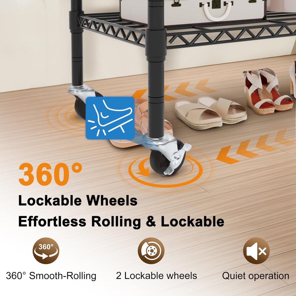 Whitmor 3 Tier Rolling Garment Rack, Heavy Duty Adjustable Metal Clothing Rack with Side Hooks, Double Rods & 360° Lockable Wheels, Max 600LBS for Hanging Clothes, 35.4" L x 16" W x 77" H, Black