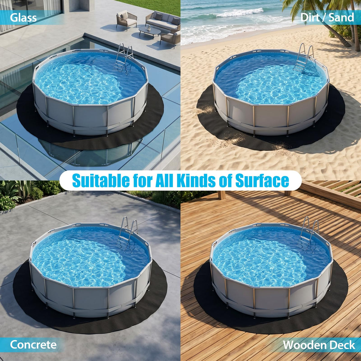 Winnergo 27 FT Round Pool Liner Pad for Above Ground Pools, Durable Pool Mat with Geotextile Material for Pool Bottom Strong Eco-Friendly Padding Under Pool Pad Protection,Prevents Punctures,Black