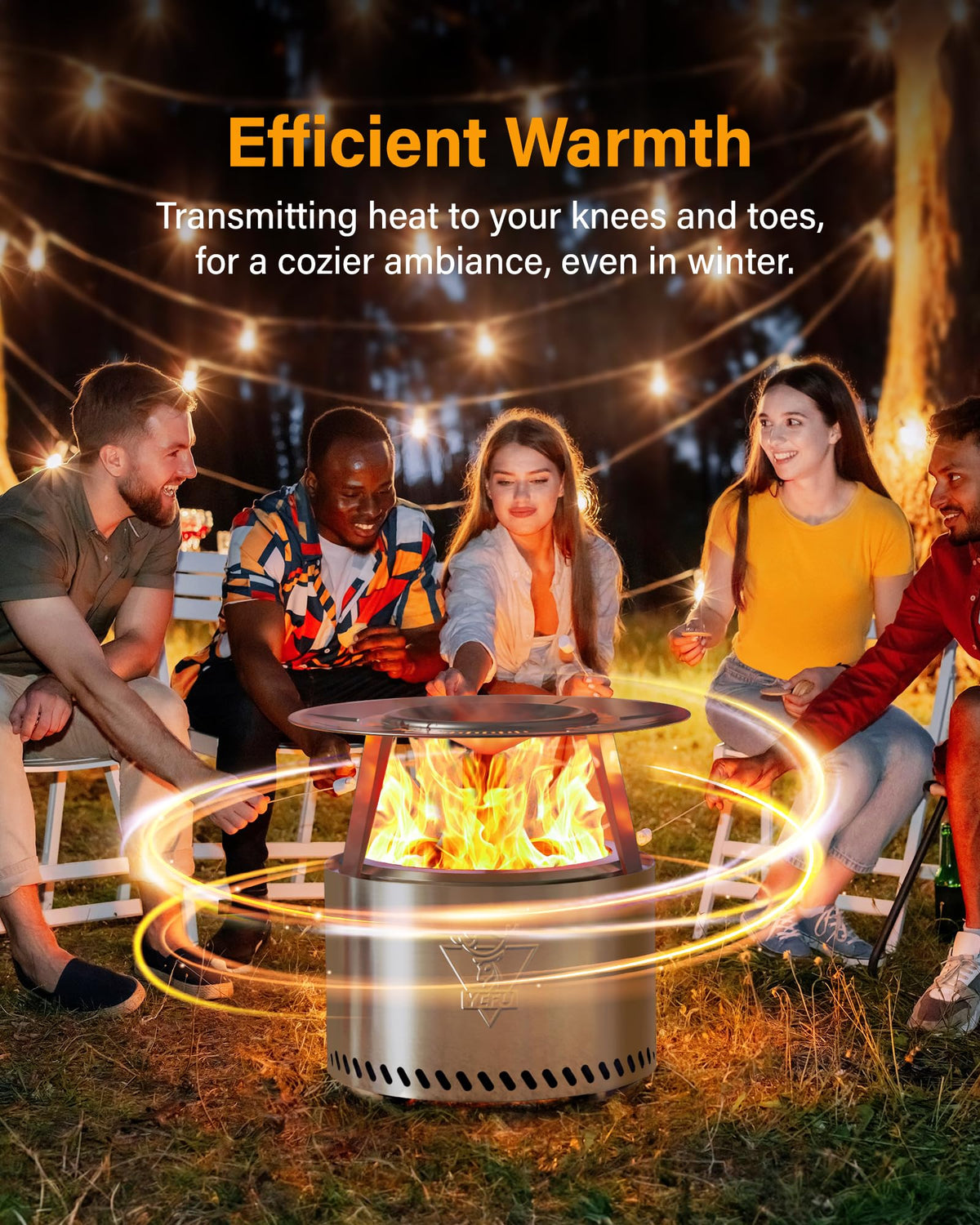 YEFU Fire Pit with Removable Ash-Pan: Smokeless Firepit 304 Stainless Steel Material - Outdoor Fire Pit Silver 19 inch - Smokeless Firepit for Outside Outdoor Patio Camping Backyard