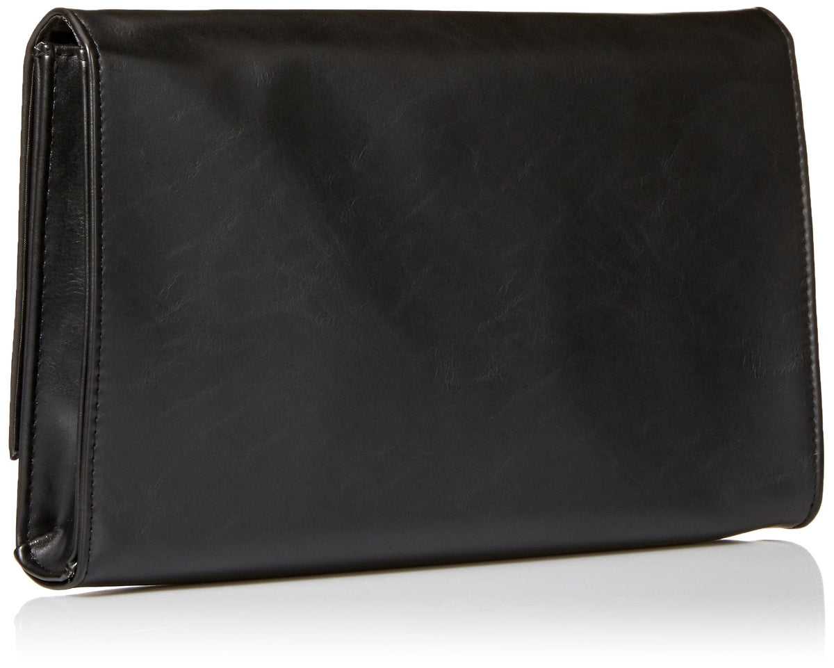 Jessica McClintock womens Nora Solid Large Envelope Clutch with Ring Closure, Black, One Size US