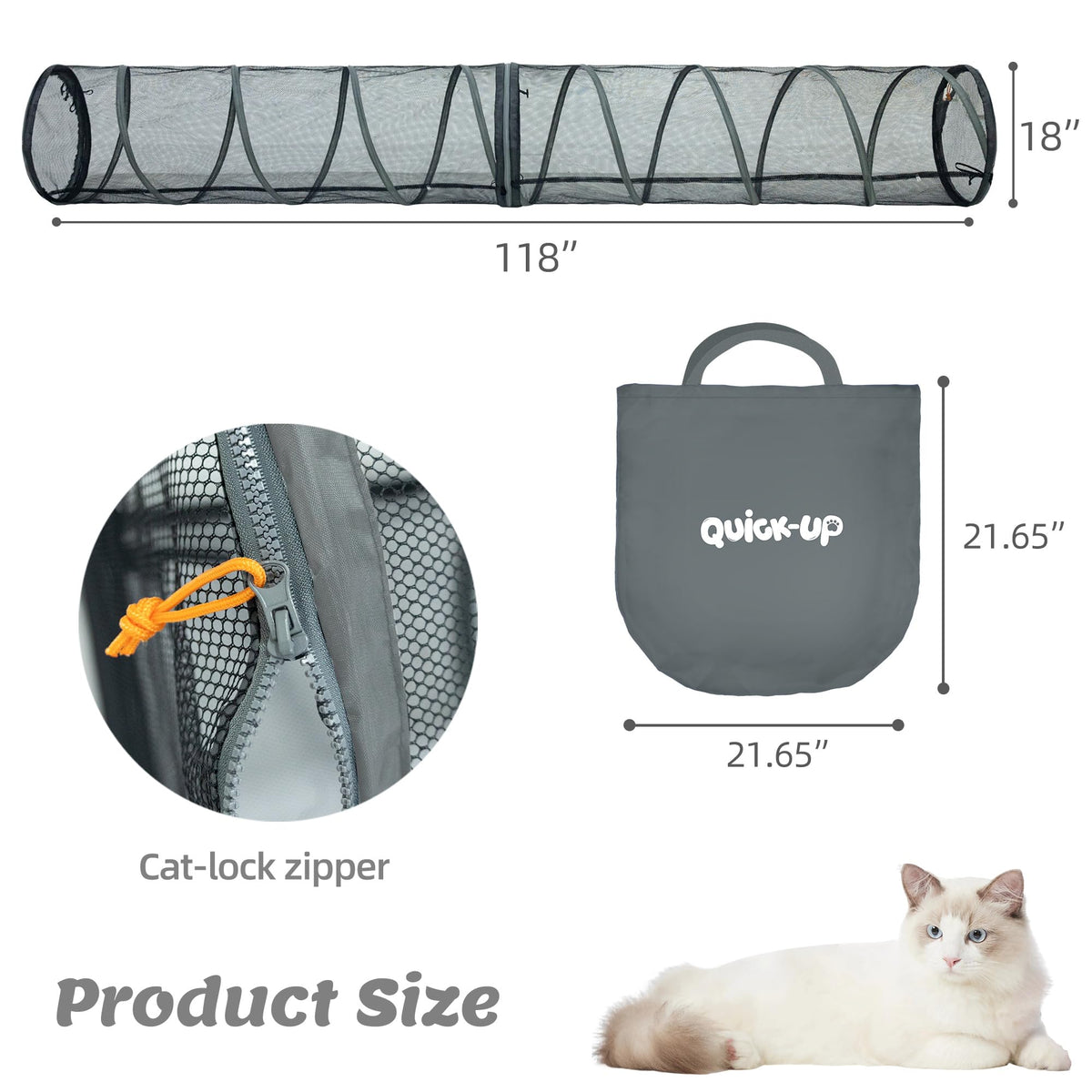 Catio Outdoor Cat Enclosure Combo for Indoor and Outdoor,3 Tier Cage Inside,Outdoor Catio,Portable and Foldable(Includes one cat Tower Tent,one Tunnel and one cage) + cat Tunnel(2 Packs)