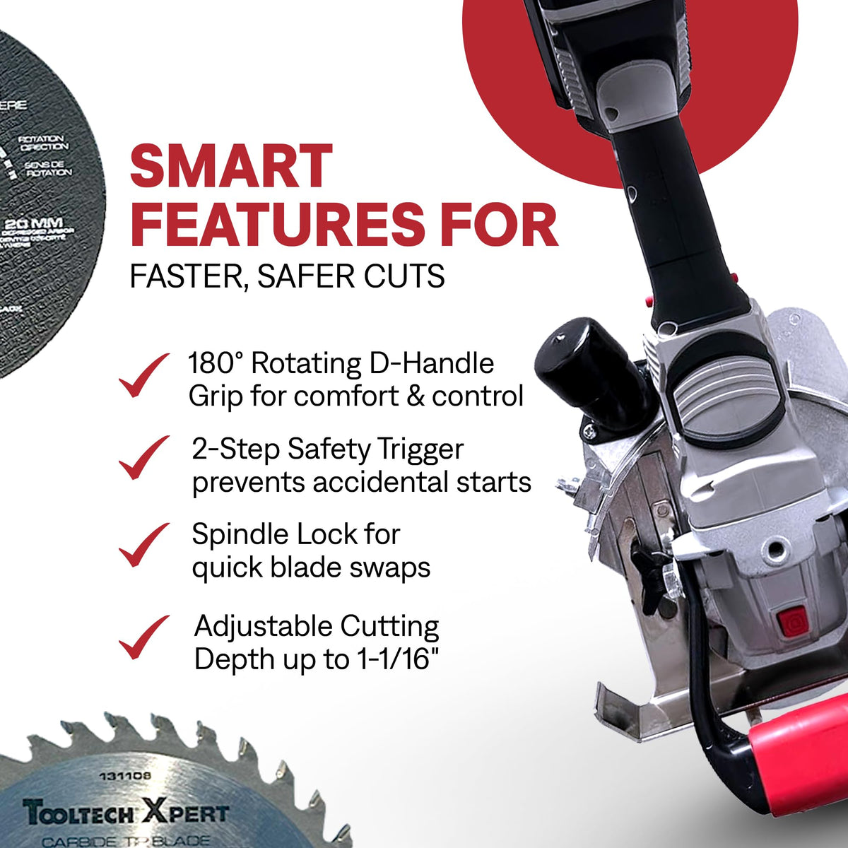 ToolTech 20V Cordless Undercut Saw Kit, 8000 RPM Jamb Saw With 4.0mAh Battery and Charger Included, For Door Jambs, Trim, Baseboard Precision Cuts and Flooring