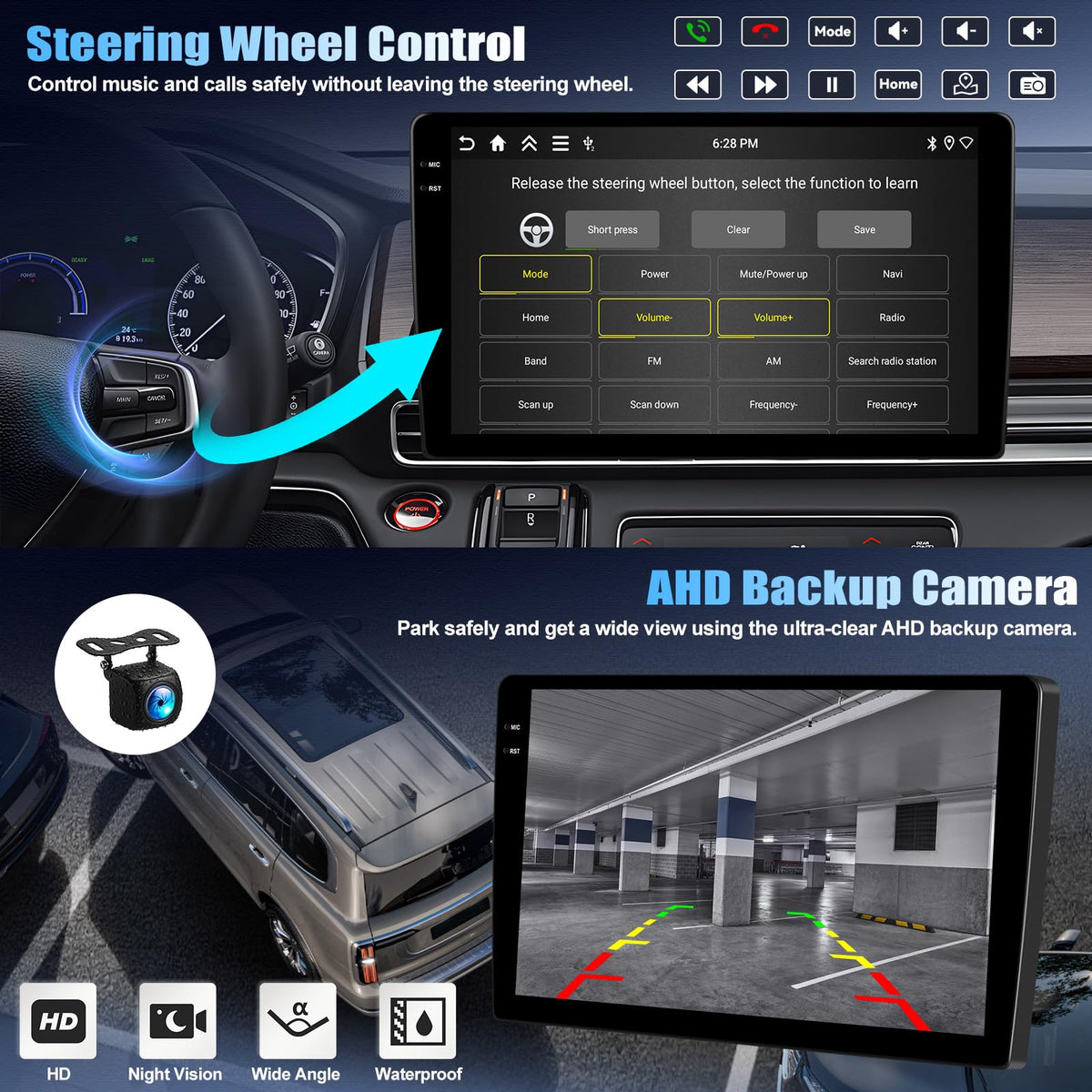 4+64G Android 15 Car Stereo for Jeep Compass Patriot 2010-2016 with Wireless Carplay Android Auto, 10.1" 1280 * 720P IPS Touchscreen Head Unit 32-EQ Bluetooth-5.0 GPS WiFi FM/RDS SWC Rear Cam+Canbus