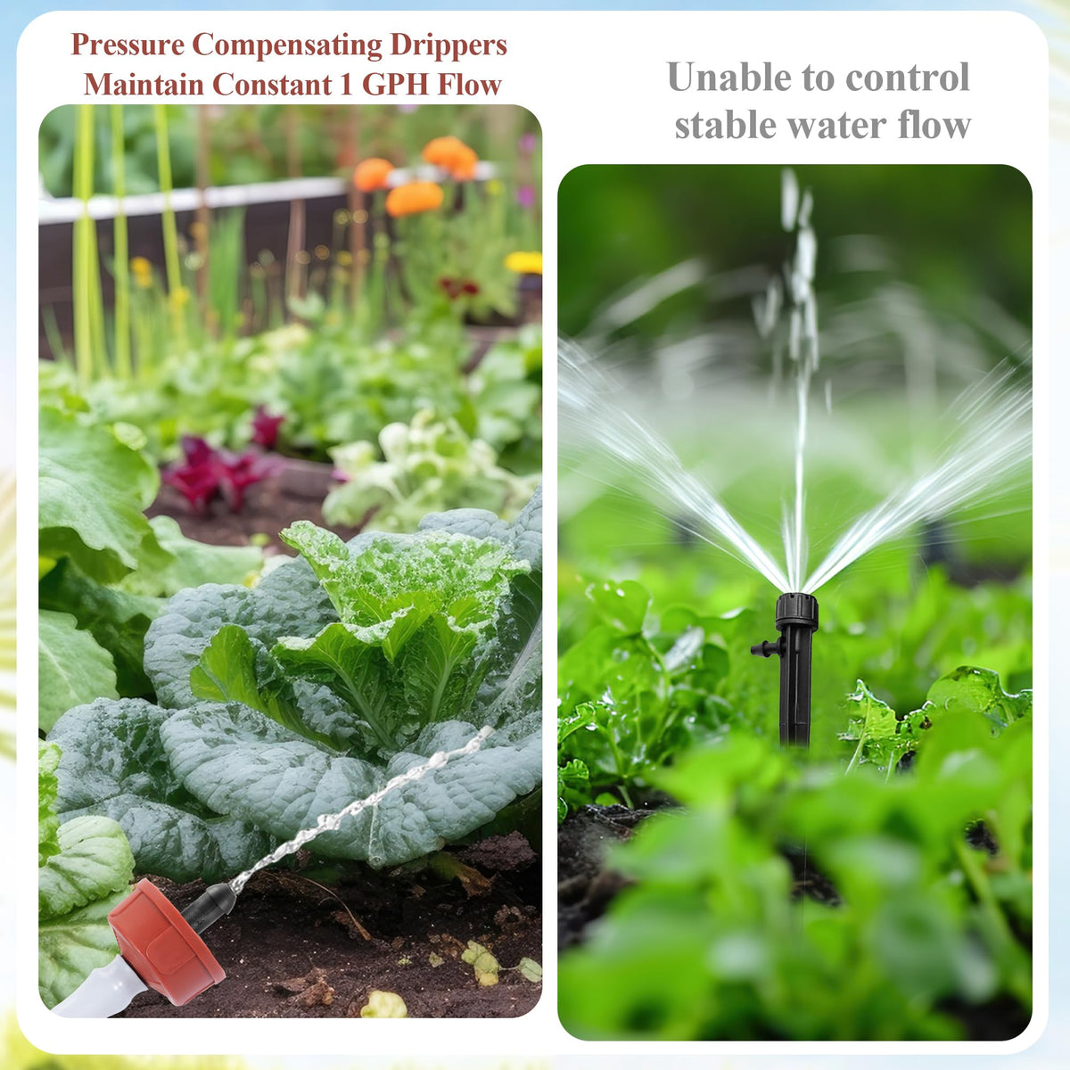 60Pcs 1 GPH Pressure Compensating Irrigation Spot Drippers,Constant Flow Barb Outlet Watering Dripper Emitters Heads Parts for 1/4 Inch Watering Tubing Line for Garden Pots Plants Irrigation Systems