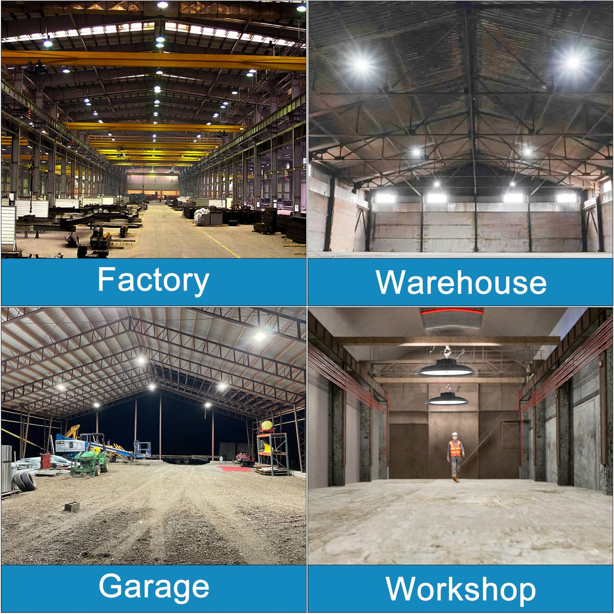 Upgrade 300W High Bay LED Shop Light 45000lm (Eqv.1200W MH/HPS) UFO High Bay Lighting, ETL UFO Lights AC100-277V High Bay LED Light Warehouse,Workshop, Garage & Barn,Plug & Play-6Pack