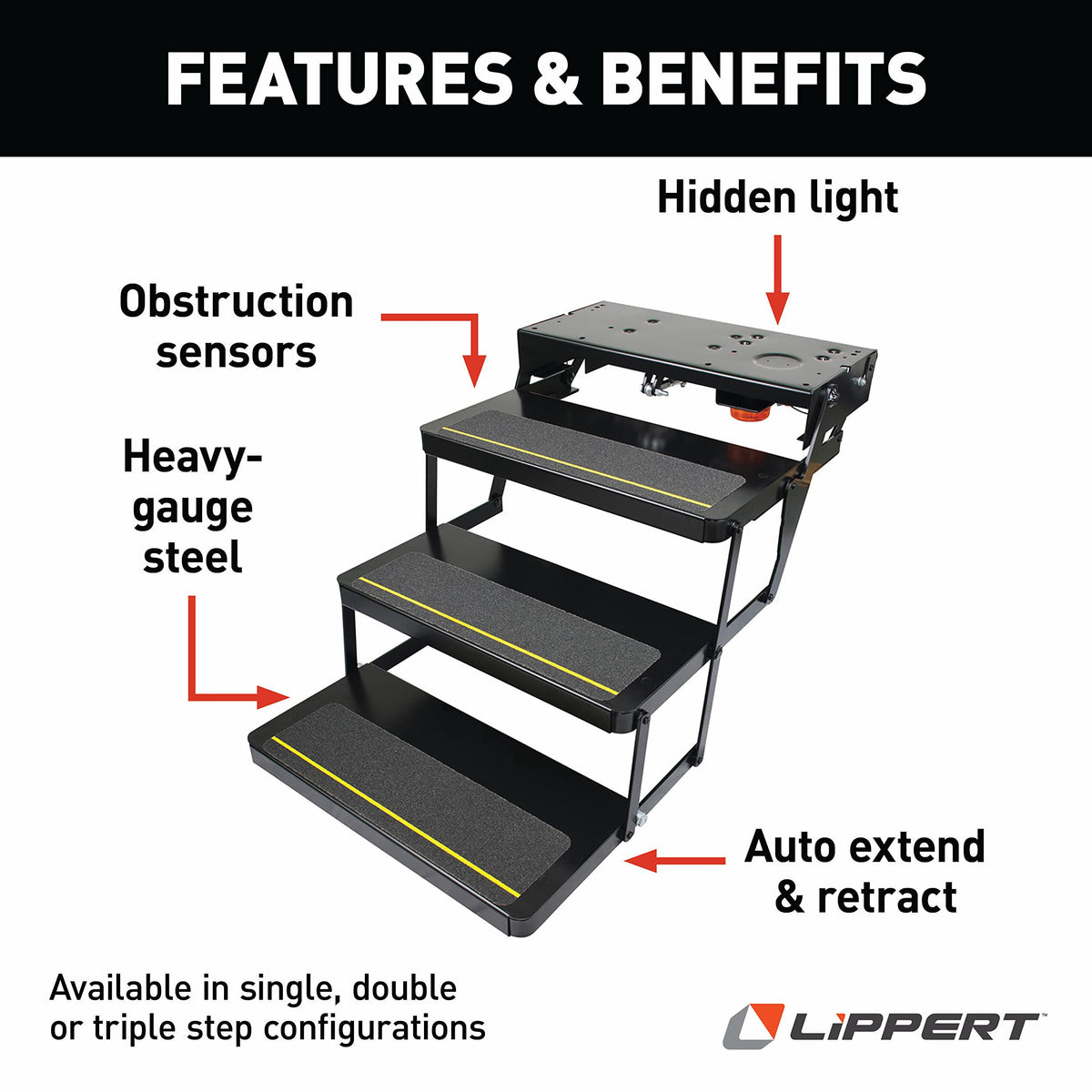 Kwikee 369552 25 Series (7" Rise) Step Assembly with Logic Control Unit and Power Switch Kit