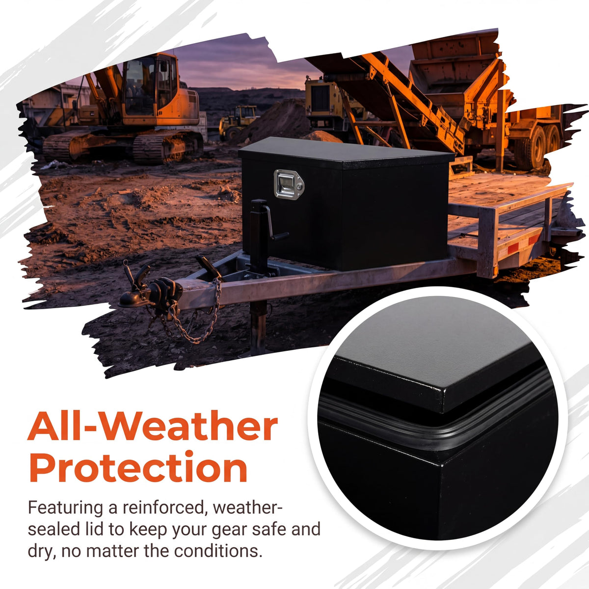 YRCHOFQU 35 Inch Underbody Truck Tool Box Steel Metal Trailer Tongue Box with Handled-Lock Waterproof Heavy Duty Organizer for Trucks RVs ATVs 35x11.8x11.8 Inch Black