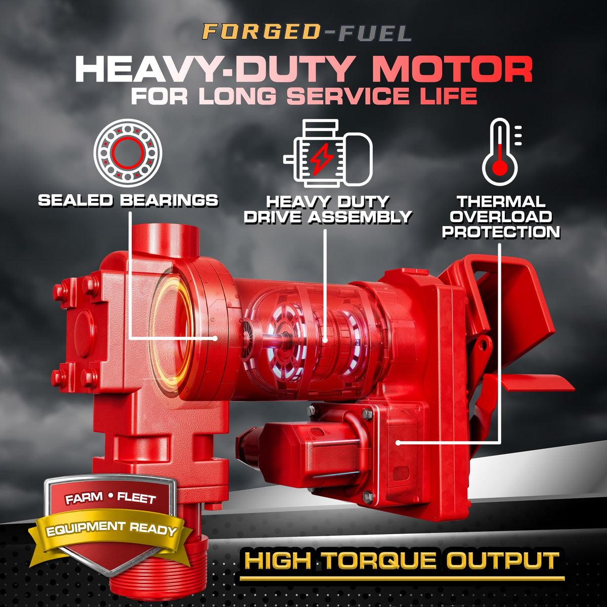 Forged-Fuel Heavy Duty 12V Fuel Transfer Pump, 15 GPM Flow Rate with Premium Filter Package for Diesel,Gasoline, Kerosene, Ethanol and Biodiesel