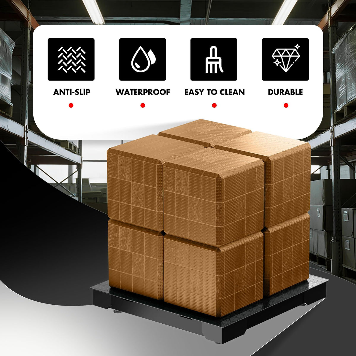Industrial Floor Scale 48x48 Inch - 5000lb x 1lb, Heavy Duty Platform Weighing Scale with Digital Display