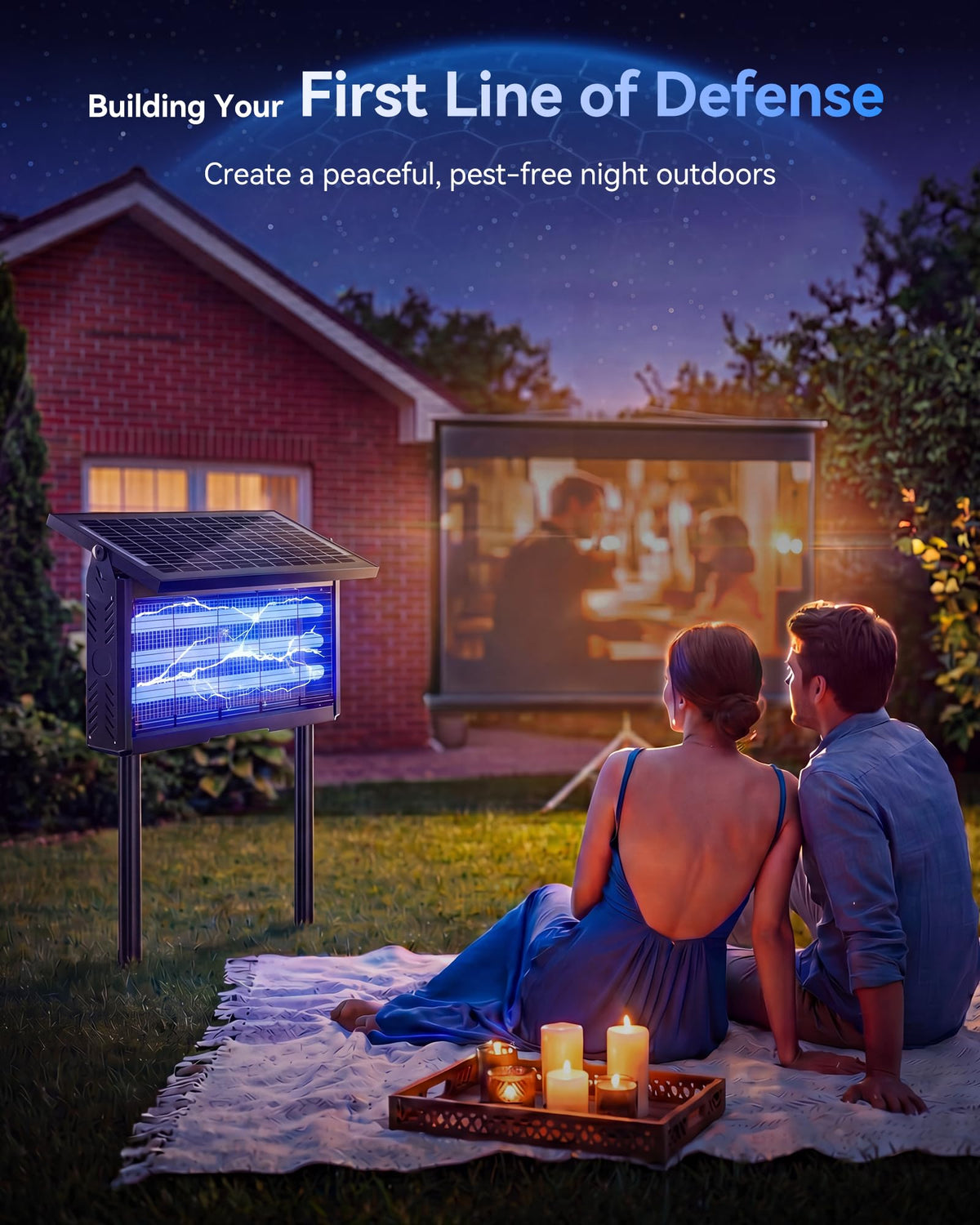 𝟐𝟎𝟐𝟔 𝐔𝐩𝐠𝐫𝐚𝐝𝐞𝐝 Solar Bug Zapper Outdoor, Mosquito Zapper Waterproof Electric Fly Zapper Rechargeable Mosquito Killer, Cordless Fly Insect Trap for Yard, Patio, Home, Garden, Camping