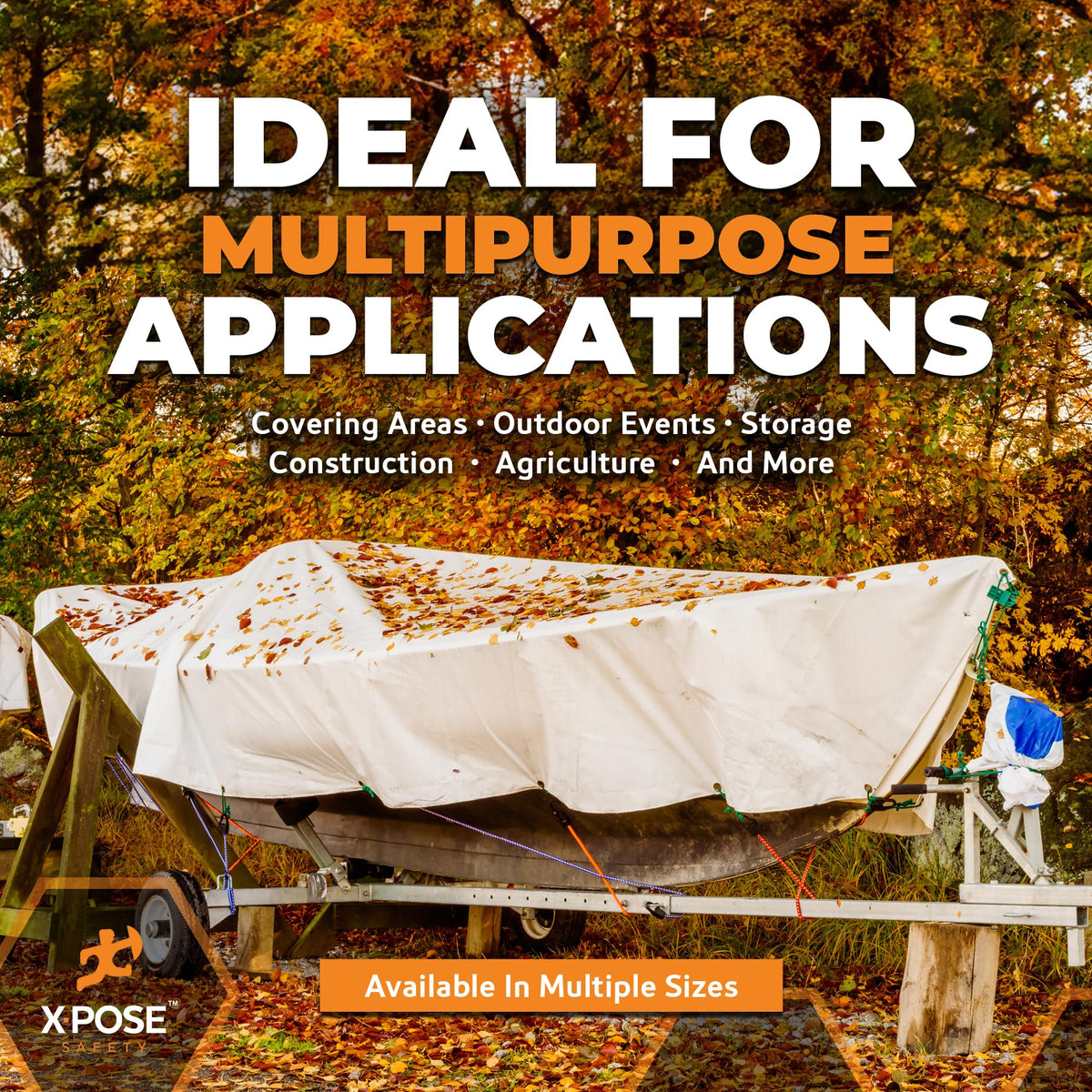 Heavy Duty White Poly Tarp 30' X 50' - Multipurpose Protective Cover - Durable, Waterproof, Weather Proof, Rip and Tear Resistant - Extra Thick 12 Mil Polyethylene - by Xpose Safety
