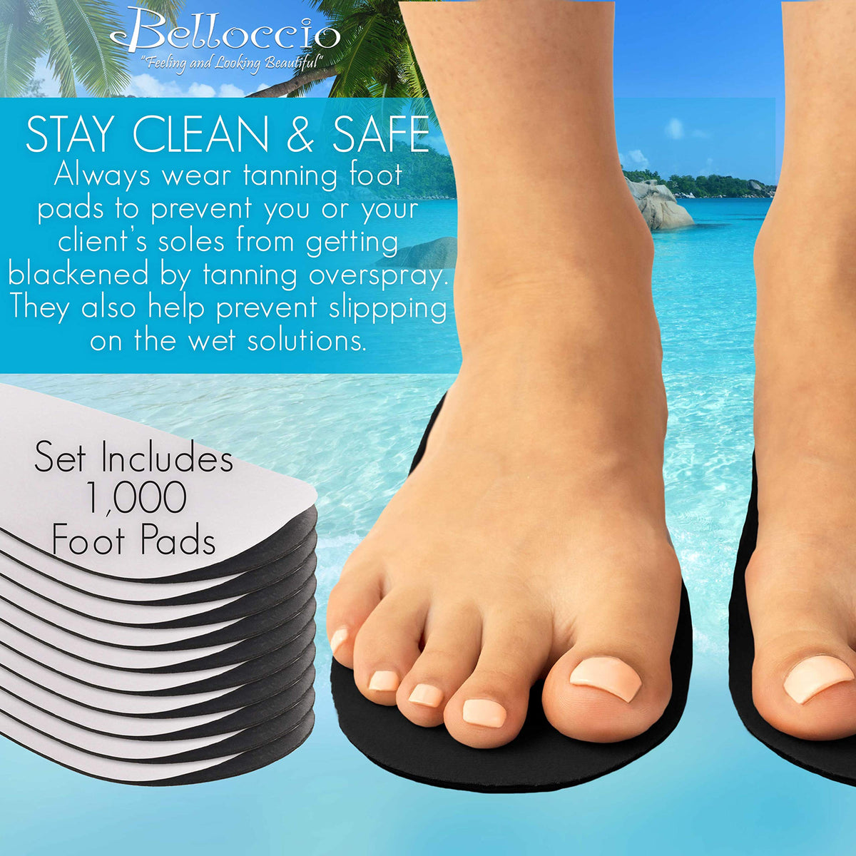 Belloccio 500 Pairs of Disposable Tanning Feet Pads (1000 Feet Total); Sunless Airbrush Spray Tanning Tent Foot Protection; (Color May Vary)