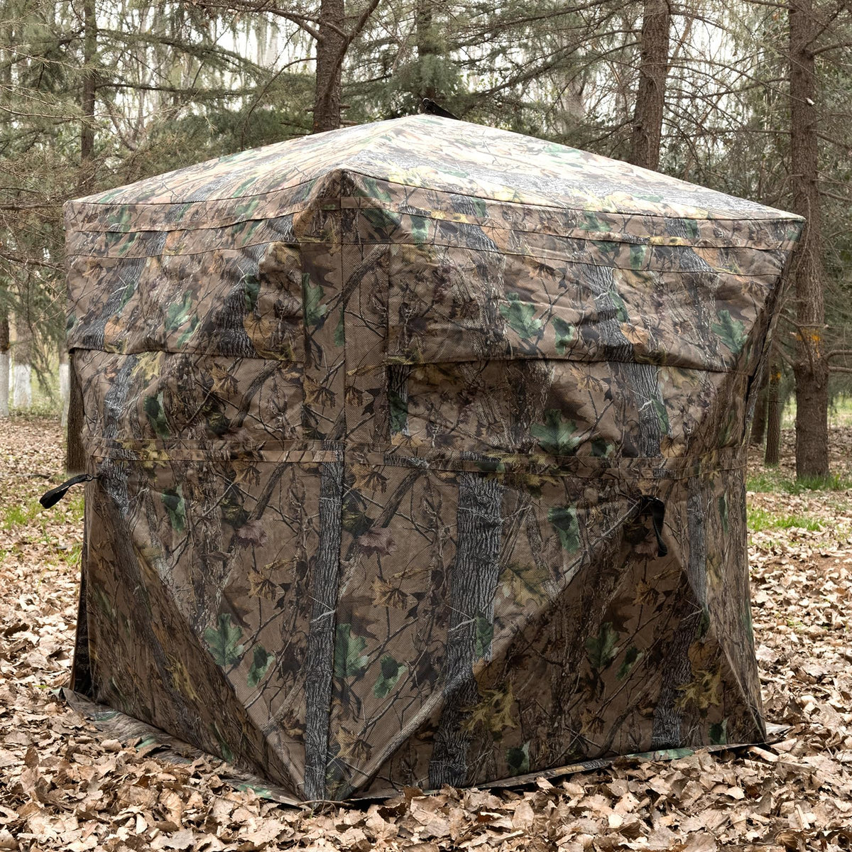 Mionovity Hunting Blind, 360° See Through Ground Blind for Turkey Hunting, Turkey Ground Blind, Hunting Blind for Turkey & Deer, 2-3 Person Pop Up Portable Camouflage Tent with Carrying Bag