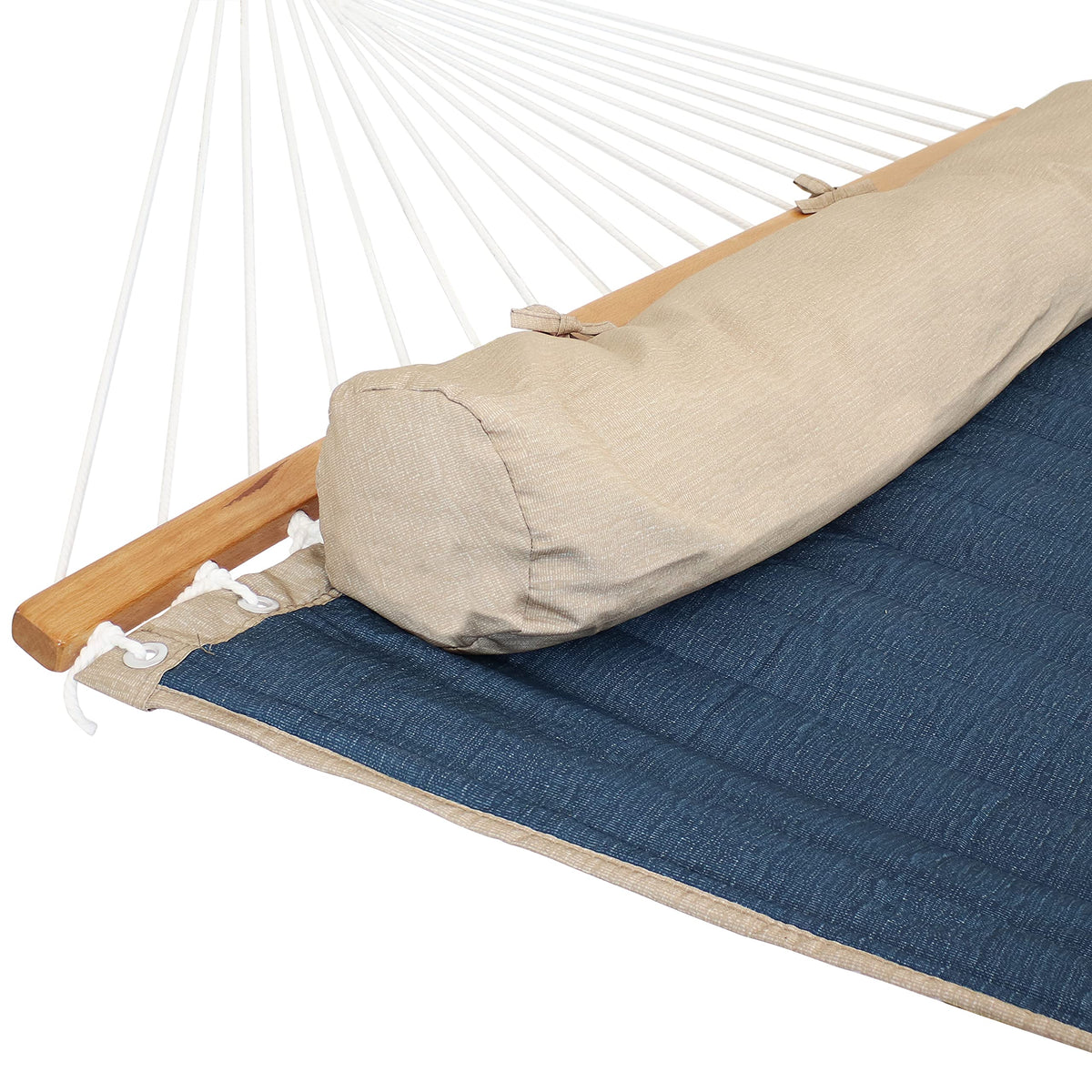 Sunnydaze Double Quilted Polyester Hammock with Detachable Pillow - 440-Pound Capacity - Tidal Wave