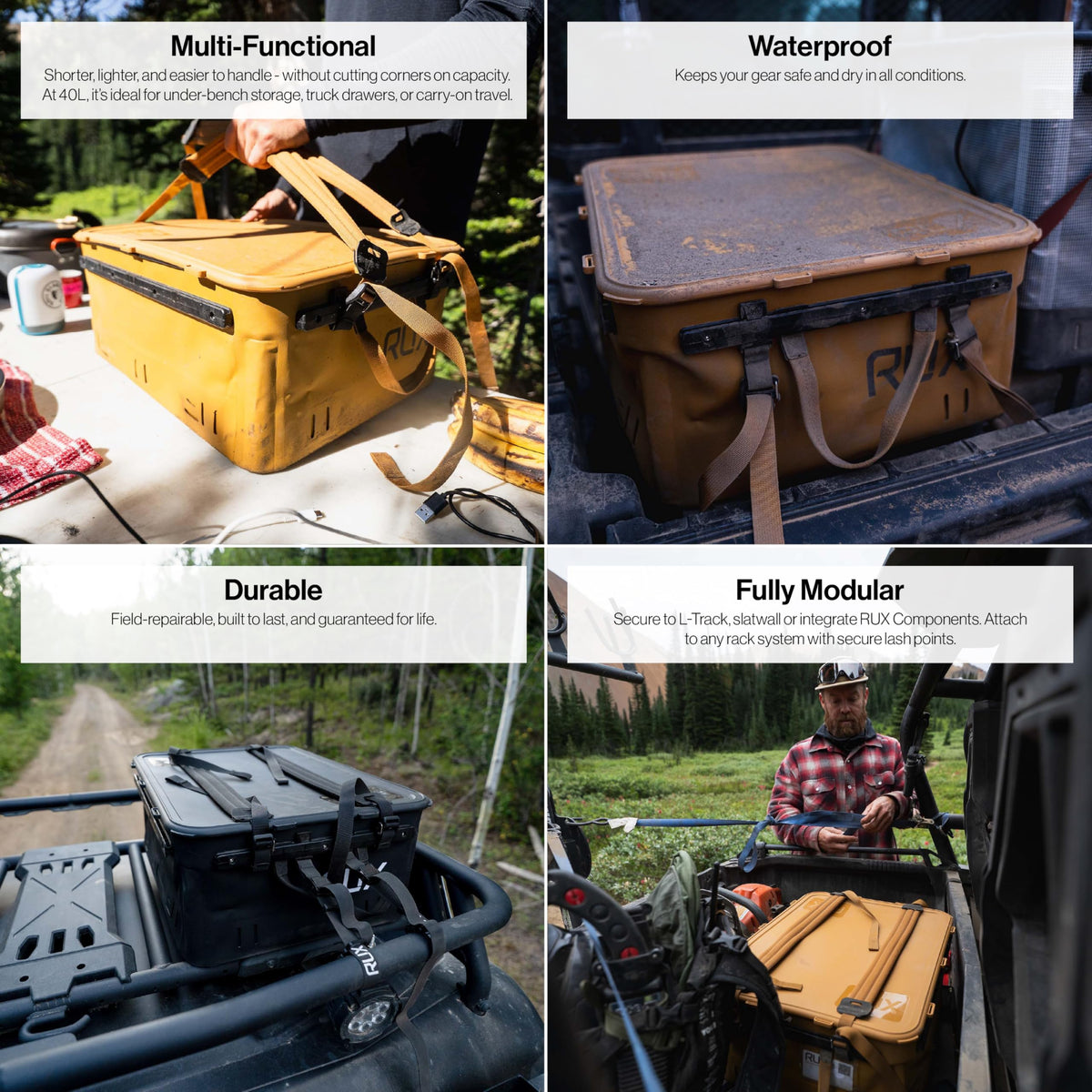 RUX 40L Collapsible Gear Box (Black) - Modular Adventure Storage Solution For Camping Storage, Overlanding, Off-road And Van Life - Weatherproof, Durable and Multifunctional