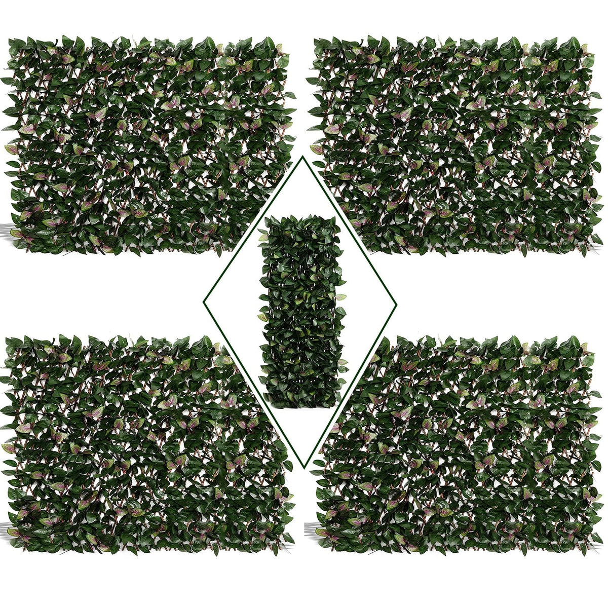 DOEWORKS Expandable Fence Privacy Screen for Balcony Patio Outdoor, 4PCS Faux Ivy Fencing Panel for Backdrop Garden Backyard Home Decorations