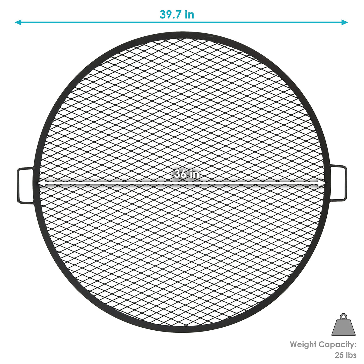 Sunnydaze X-Marks Outdoor Fire Pit Grill Grate for Cooking - Round Fire Pit Grate - Steel Campfire BBQ Grill with Handles - 36-Inch