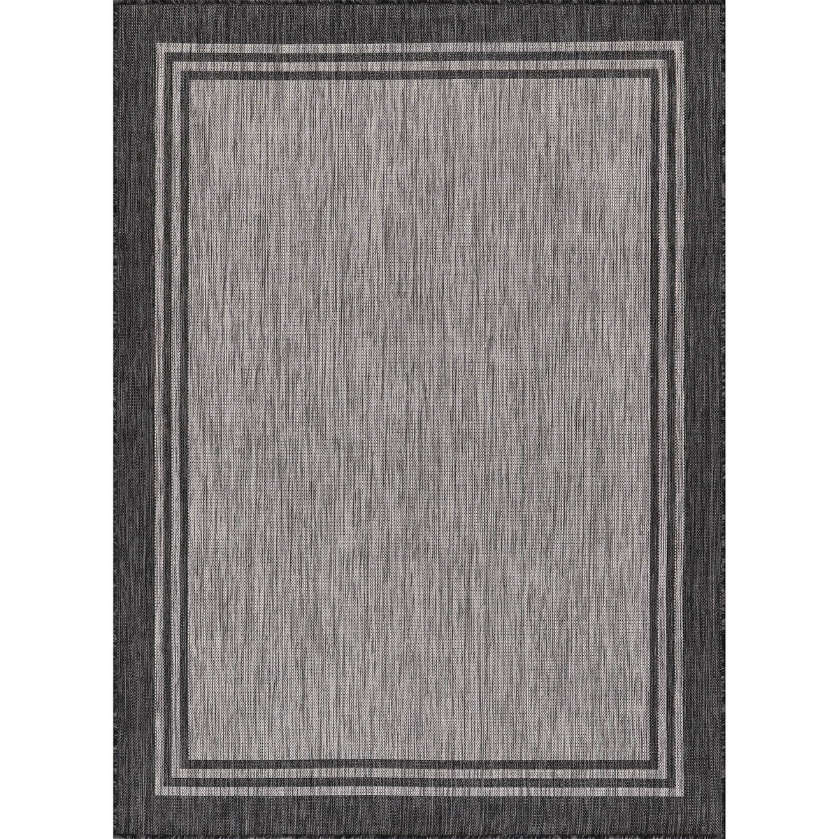 Luul Home Bordered Outdoor Rug 10x14 Washable Outside Carpet for Indoor Patio Porch Waterproof Easy Cleaning Non Shedding Area Rugs Dark Gray 10 x 14