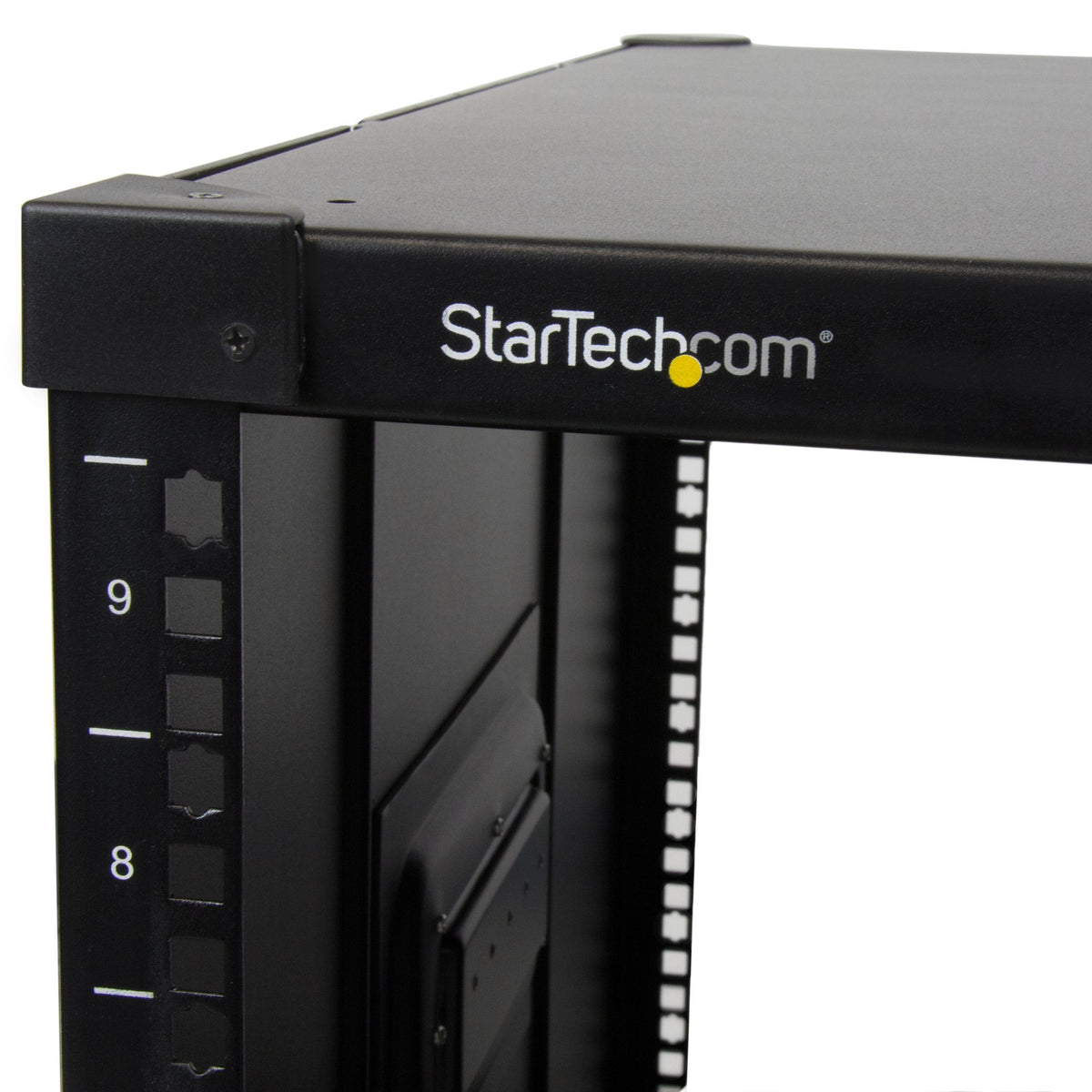 StarTech.com 4-Post 9U Mobile Open Frame Server Rack, Network Rack with Wheels, 19" Rolling Rack for Home/Office Narrow Floor Spaces, Small Data Rack for Computer/AV/IT Equipment - TAA (RK960CP)
