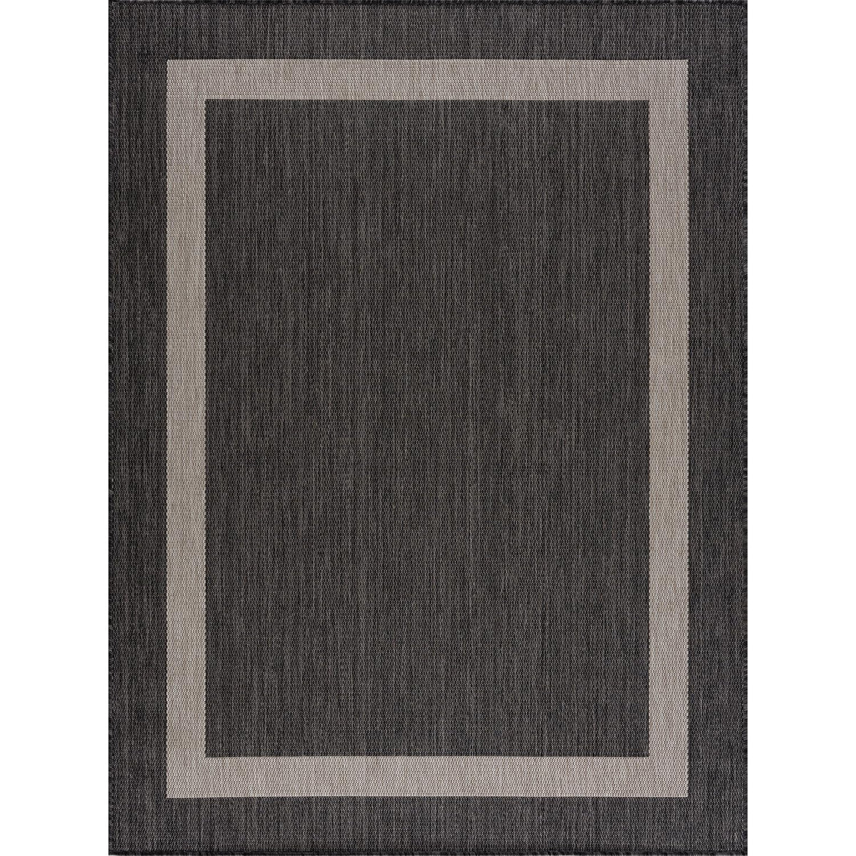 CAMILSON Outdoor Rug 8x10,Modern Outside Rugs for Patios Porches Waterproof Durable Washable Non-Shedding, Easy-to-Clean Indoor Outdoor Area Carpet (8 x 10, Bordered - Dark Gray/Light Gray)