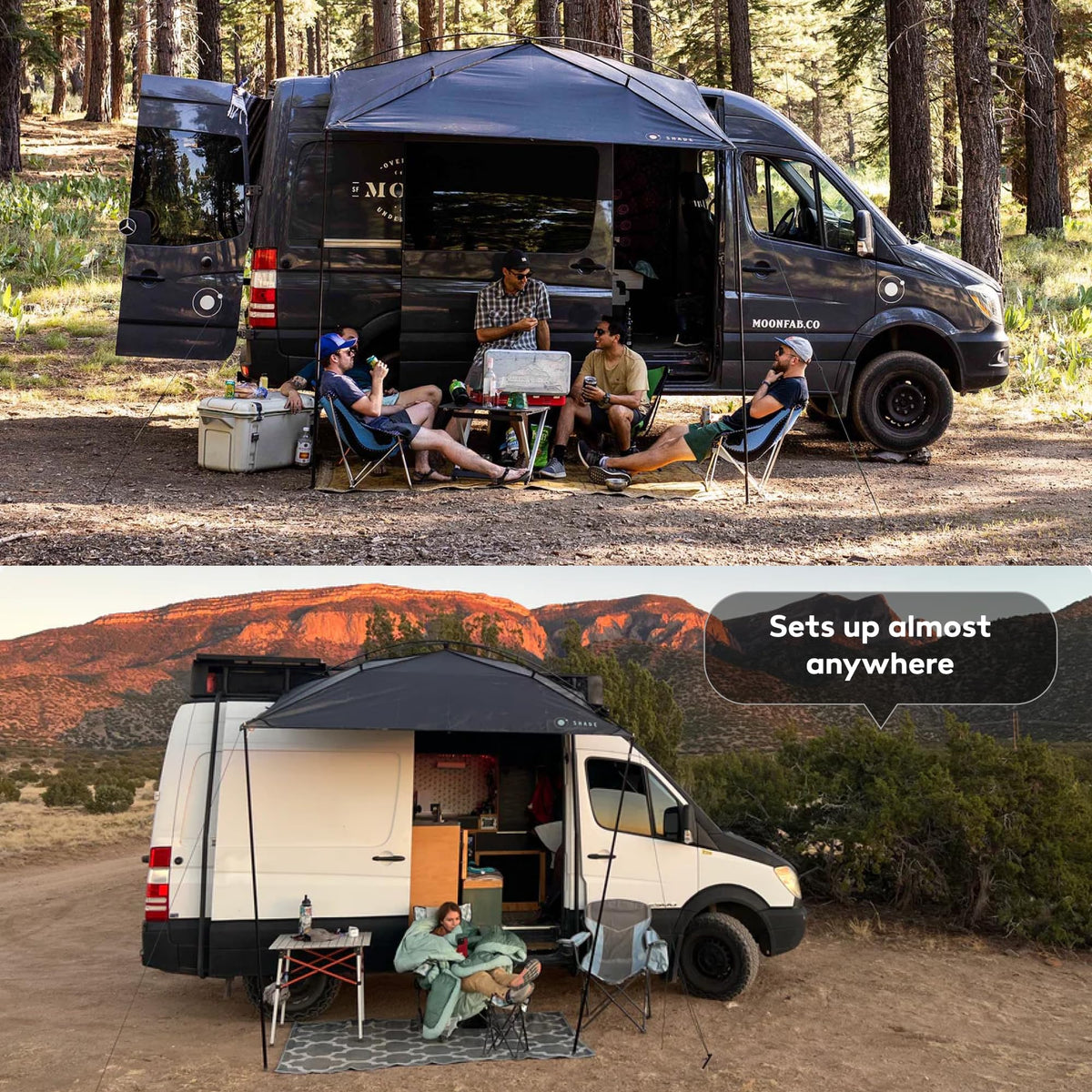 MoonShade and Short MoonWall Bundle, Portable Awning for Increased Shade and Privacy, Lightweight Durable for Large Shade Coverage, Suitable for SUVs, Jeeps, Small Trailers and Vehicles