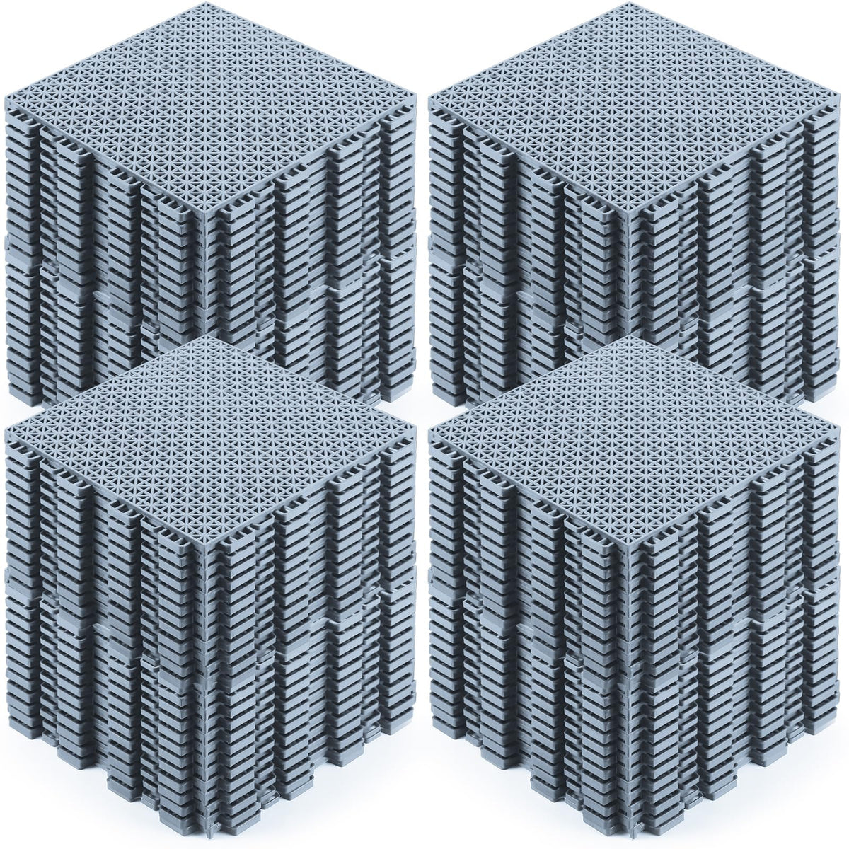 Huwena 100 Pack Drainage Mats Interlocking Tiles 10" x 10" Rubber Floor Tiles Rubber Mats Non Slip Modular Interlocking Cushion Pool Deck Cushion for Garage Patio Greenhouse Outdoor Indoor