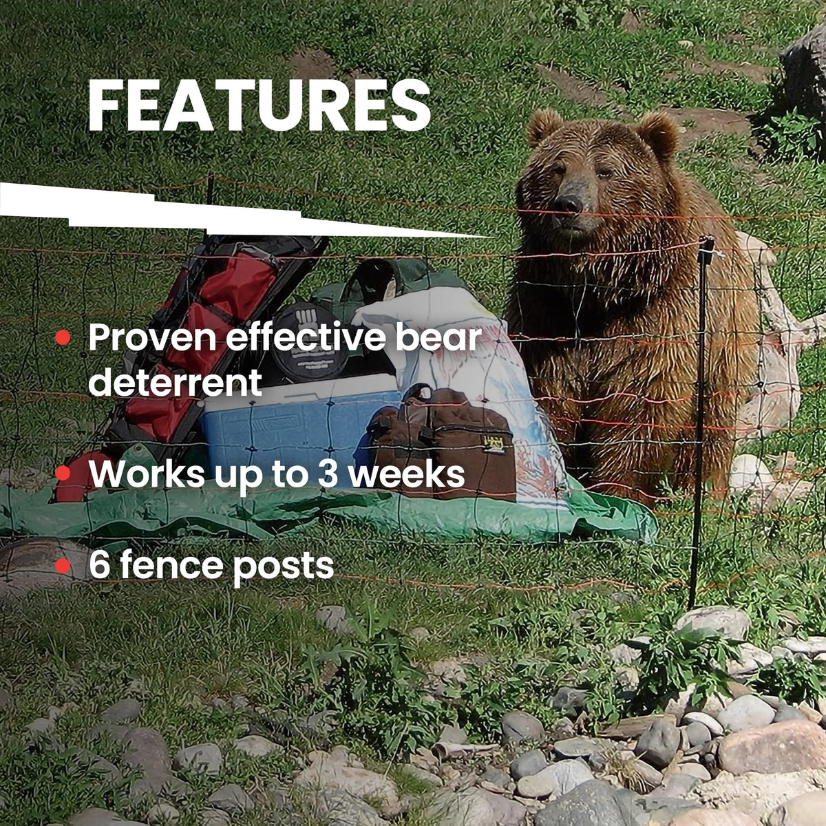 Bear Shock UDAP Food Storage Electric Fence for Camp, Portable Camping Kit, BFF