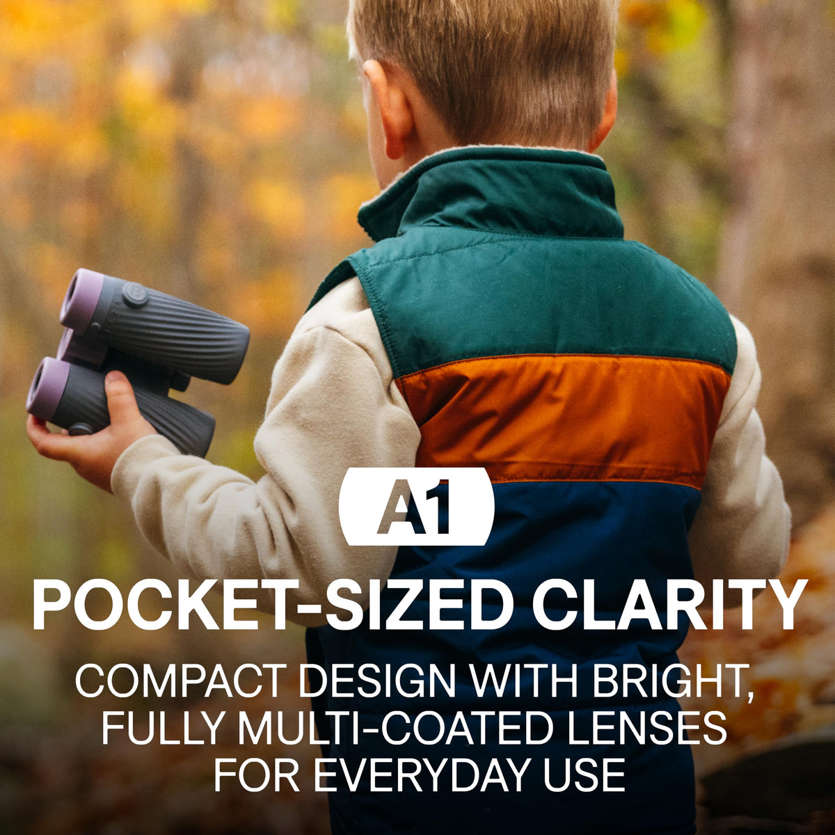 Bushnell A1 8x25 Compact Binoculars for Adults & Kids, Waterproof, Fogproof, 8X Magnification, Fully Multi-Coated Lenses & Rubber Armor - Plum Purple
