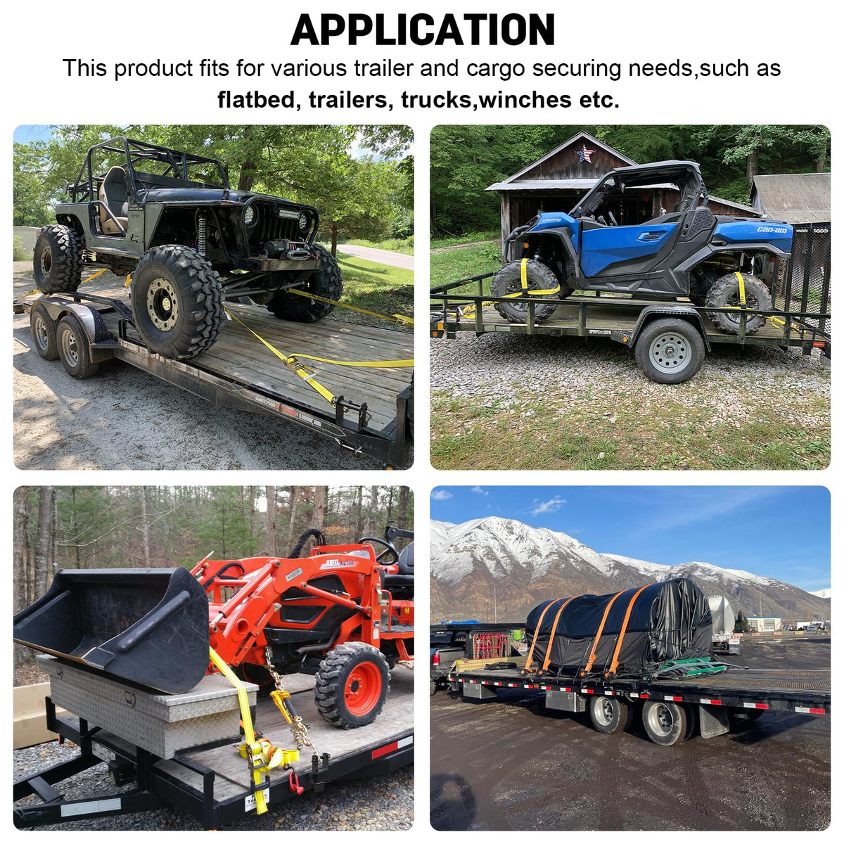 AUH Trailer Stake Pocket Winch Heavy Duty（4 Pack）Stake Pocket Tie Down 16200 LBS Capacity and 5400 LBS Load Limit for Flatbed Trailer Trucks Winches