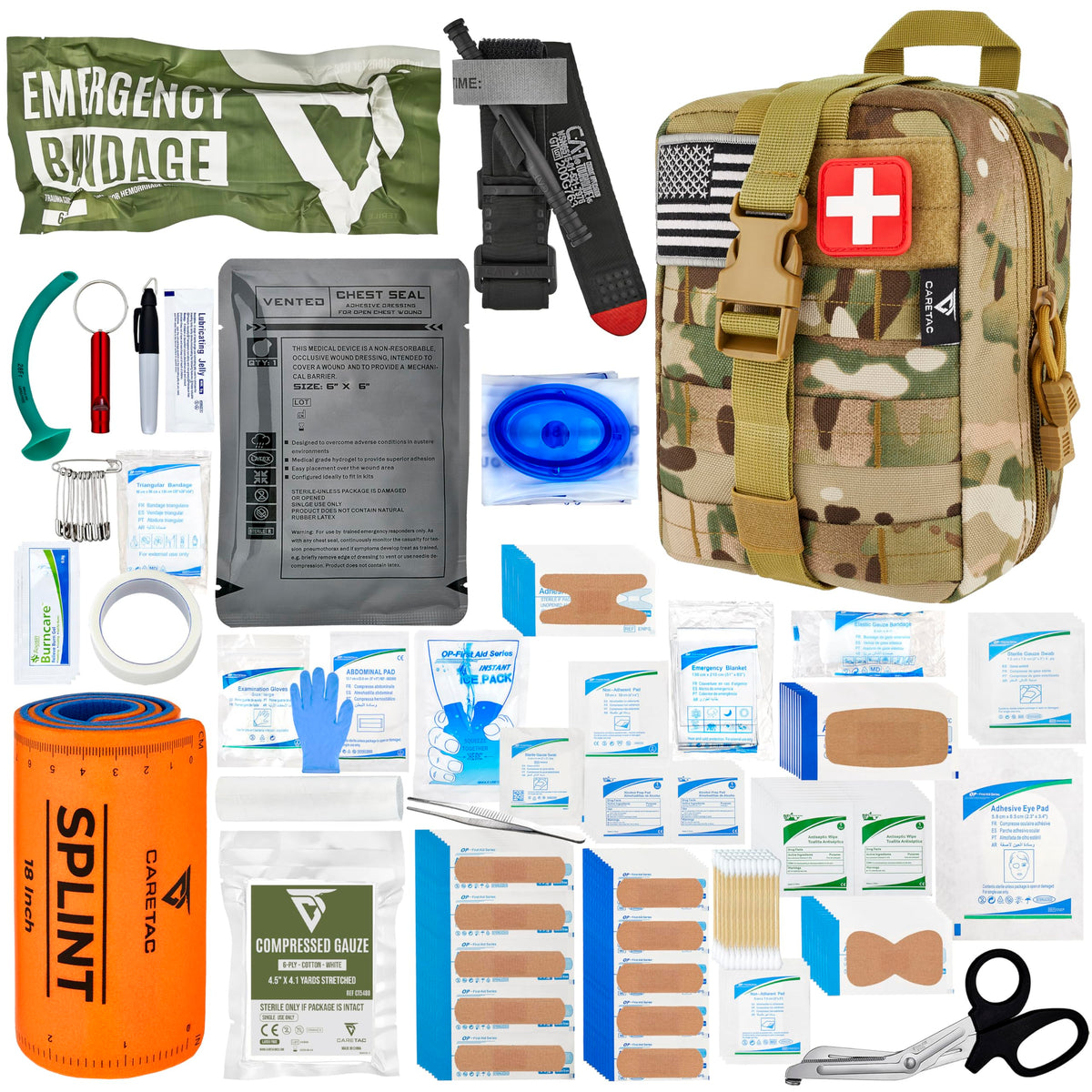 CareTac IFAK First Aid Kit with 2 Additional Emergency Israeli Bandages