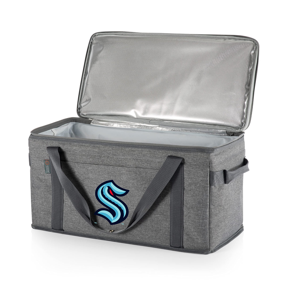 PICNIC TIME NHL Seattle Kraken 64 Can Collapsible Cooler, Large Insulated Soft Cooler Bag, Portable Beach Cooler with Shoulder Strap, (Heathered Gray)