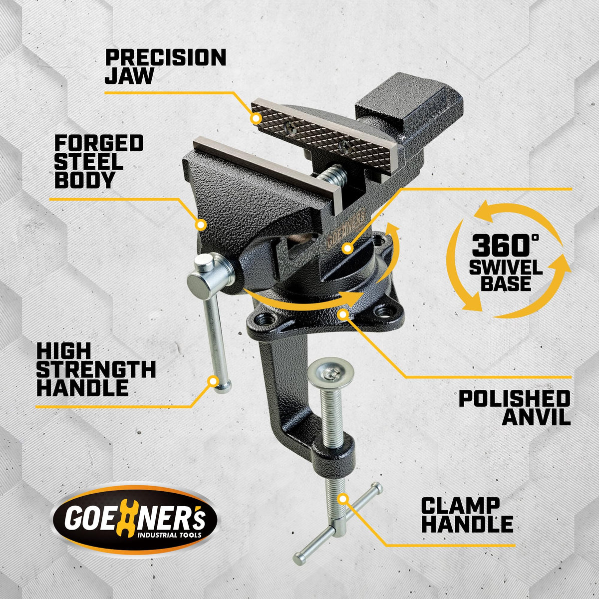 [Upgraded Version] Multi-Purpose Bench Vise 3.3", Table Vice For Workbench, Universal Clamping Vise With Heavy Duty Cast Iron, Multi-Jaw, Swivel Base, Easy Adjustment for Woodworking (3.3 Inch)