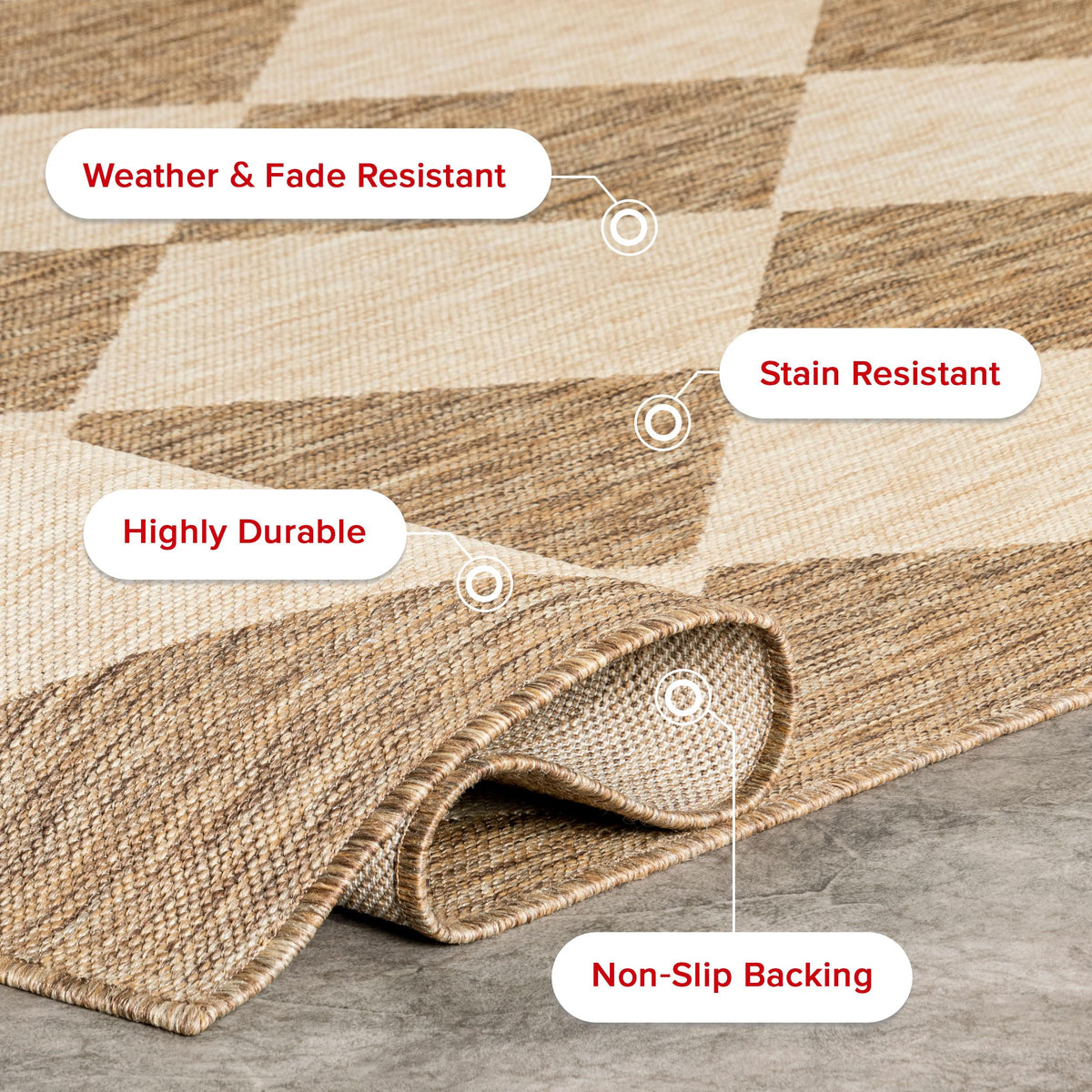 nuLOOM Outdoor Performance Collection Sabina Brown/Ivory, 9'6" x 12', Soft, High Traffic, Stain Resistant, Easy Clean, Durable Area Rug for Indoor/Outdoor Patio, Deck, Porch, Garden, Courtyard