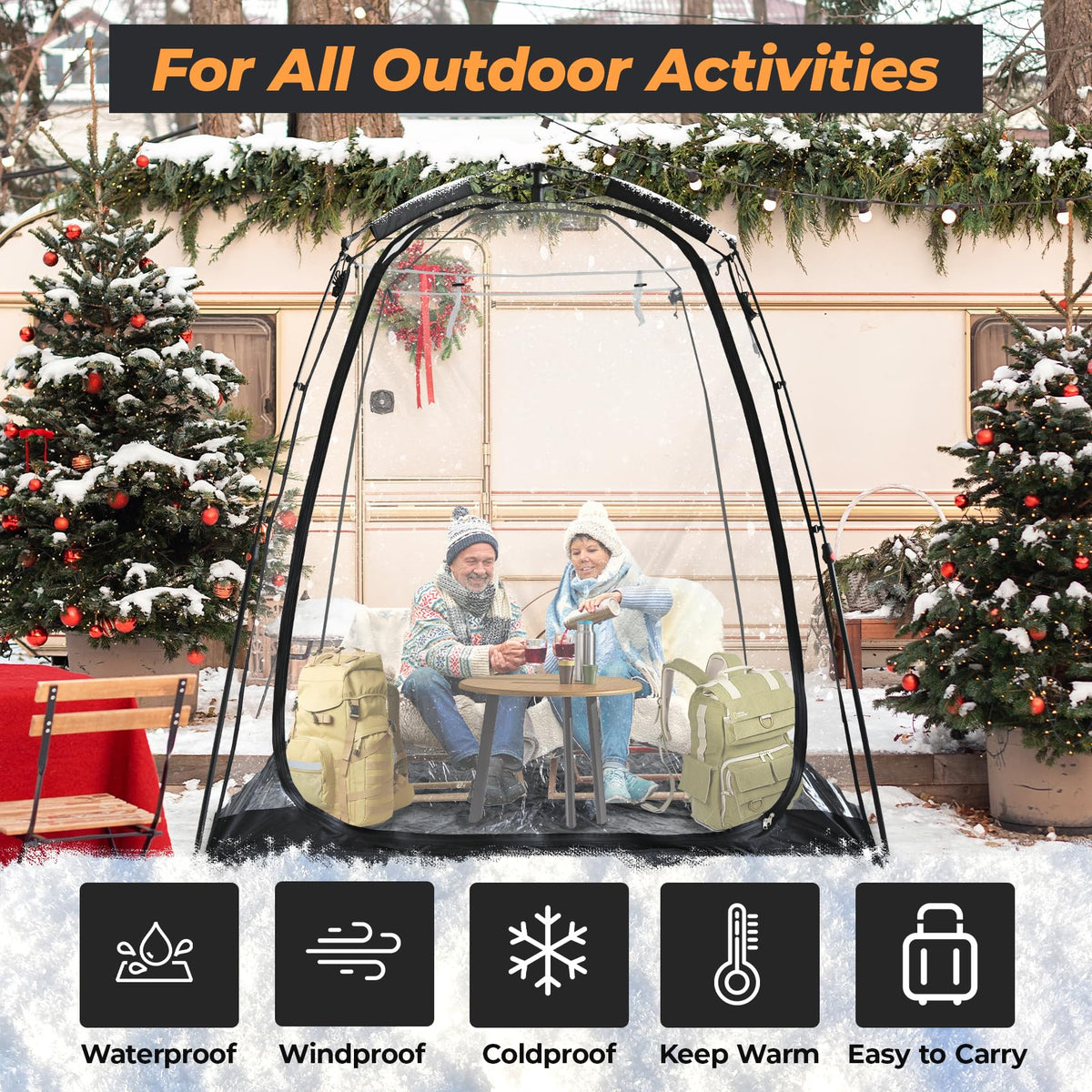 Screen House Pop Up Canopy, Portable Tent for Camping Outdoor Gazebo Weatherproof Prefab Tiny Homes, Black (6x6FT)