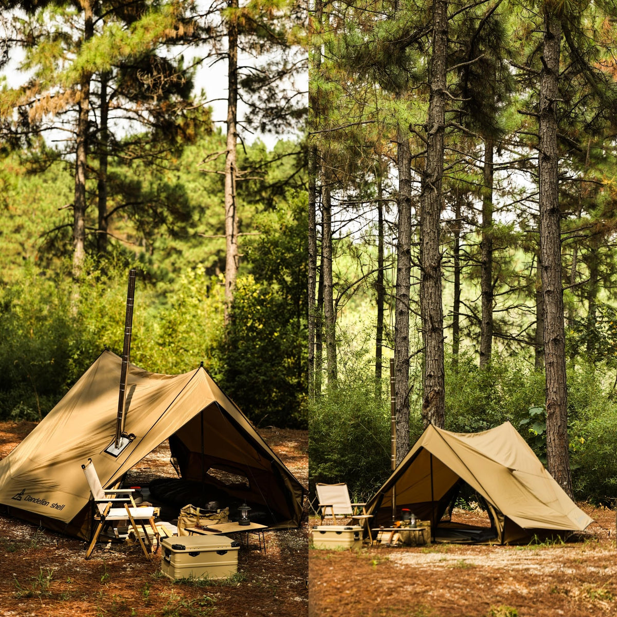 Dandelion Shell Hot Tent Cabin Plus X3 with Stove Jack – 4 Season Lightweight Shelter for 2–3 People, Waterproof & Windproof, Ideal for Camping, Backpacking, Hiking, Hunting & Fishing