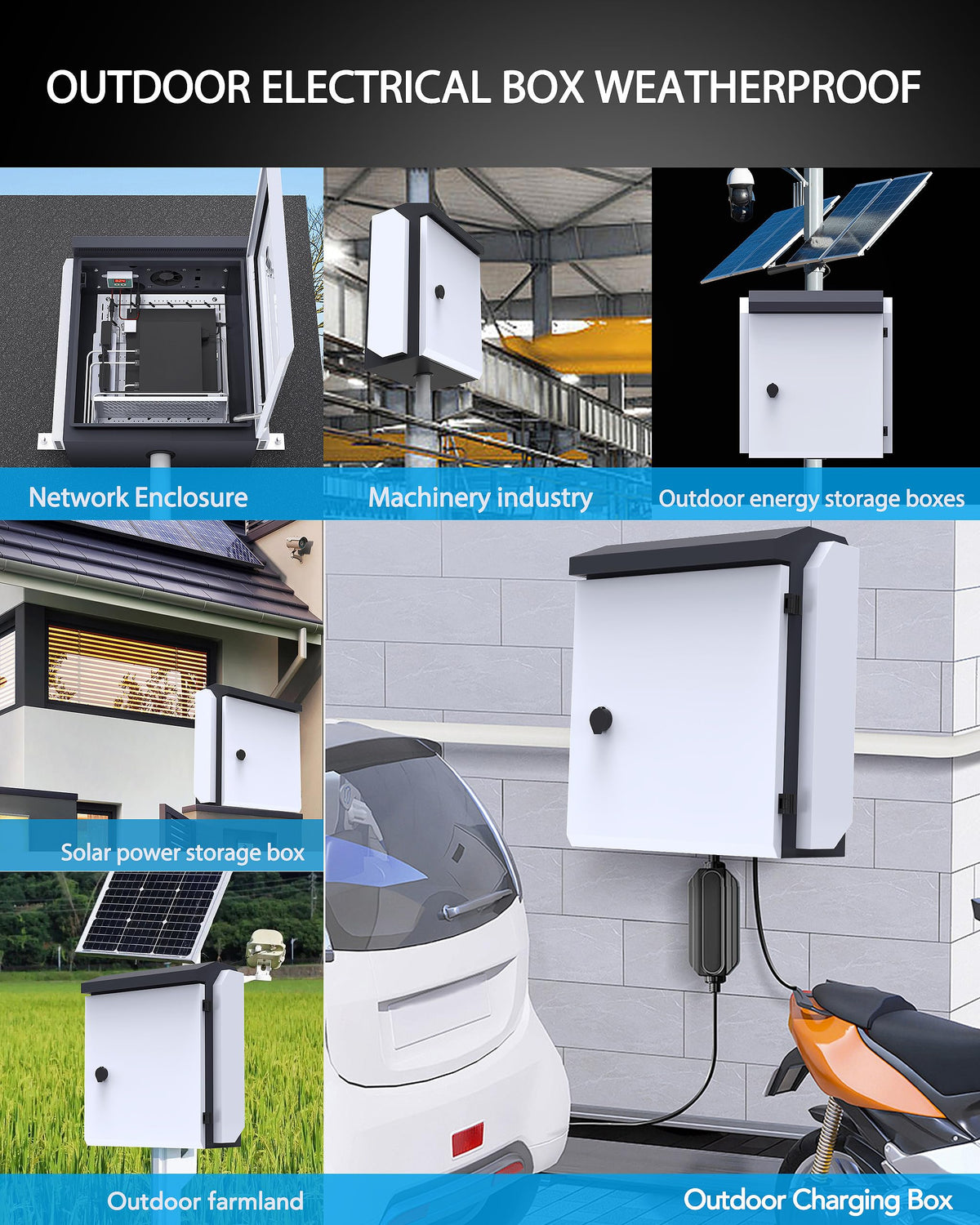 Akwscyby Outdoor Electrical Box with Thermostat and Fan, Precise Temperature Control 0.1°F, IP65 Water Resistant Rating, Galvanized Steel, Aluminum Rear Beam(21.7" x 17.3" x 9.0")