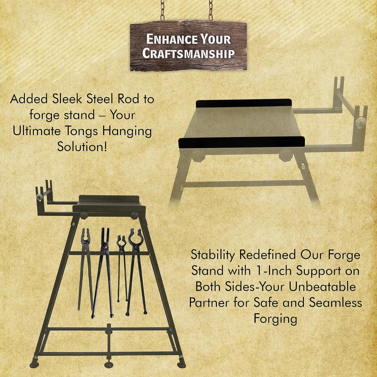 SIMOND STORE Forge Starter kit Stand - Compatible with All Single Burner Blacksmith Forge Kit - Steel Blacksmithing Starter Kit - Propane Forge Kit Stand 12 inch Home Forge Starter Kit Tool Stand…