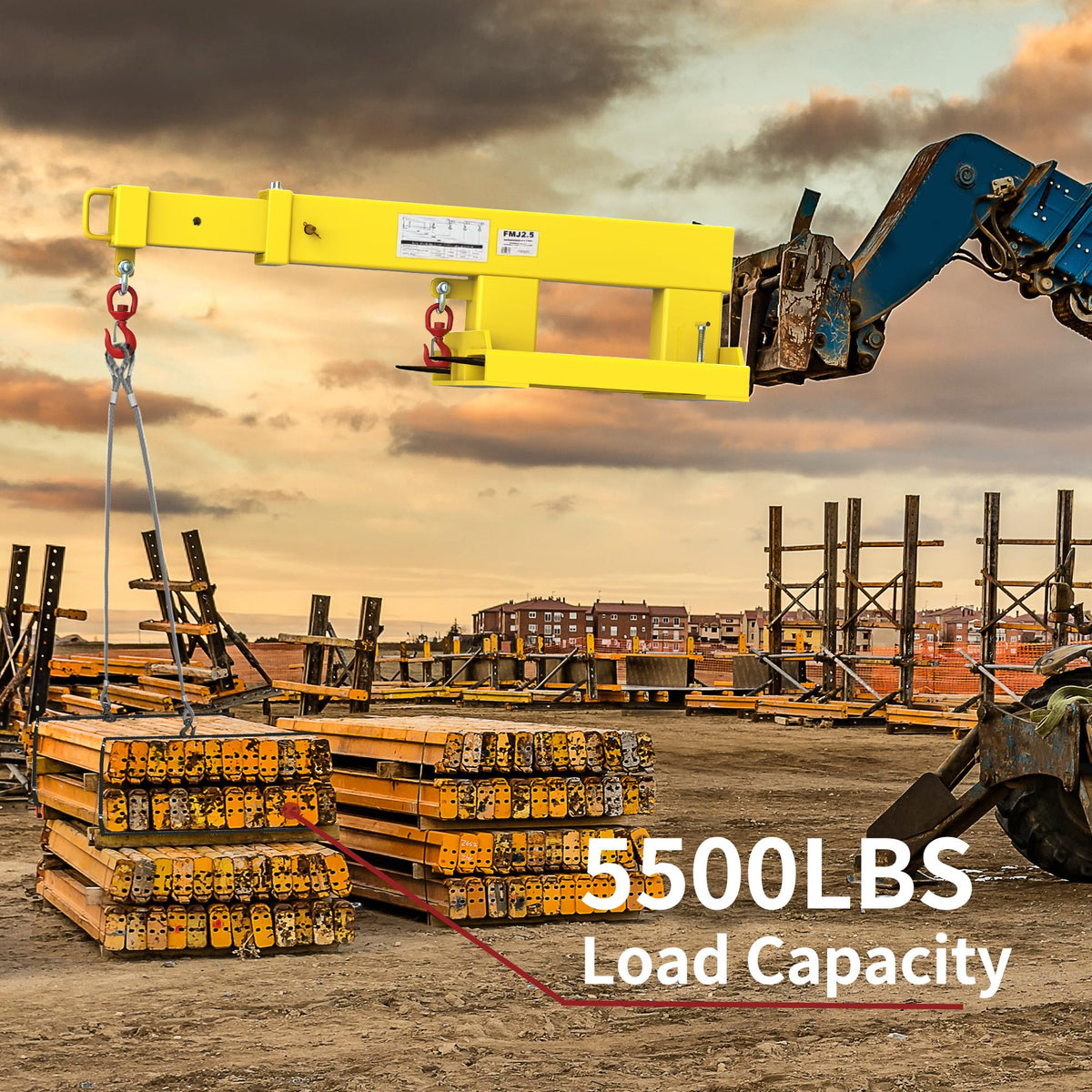 YITAMOTOR Fork Mounted Telescoping Crane Jib Boom 5500lb Lift Capacity, Manual Telescopes 31in-79in for Warehouse or Factories