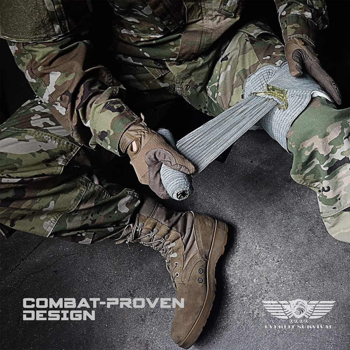 EVERLIT Advanced Emergency Trauma Kit, CAT GEN-7 Tourniquet Mil-Spec Nylon Laser Cut Pouch with 36" Splint, Military Combat Tactical IFAK for First Aid Response Bleeding Control (OD Green)