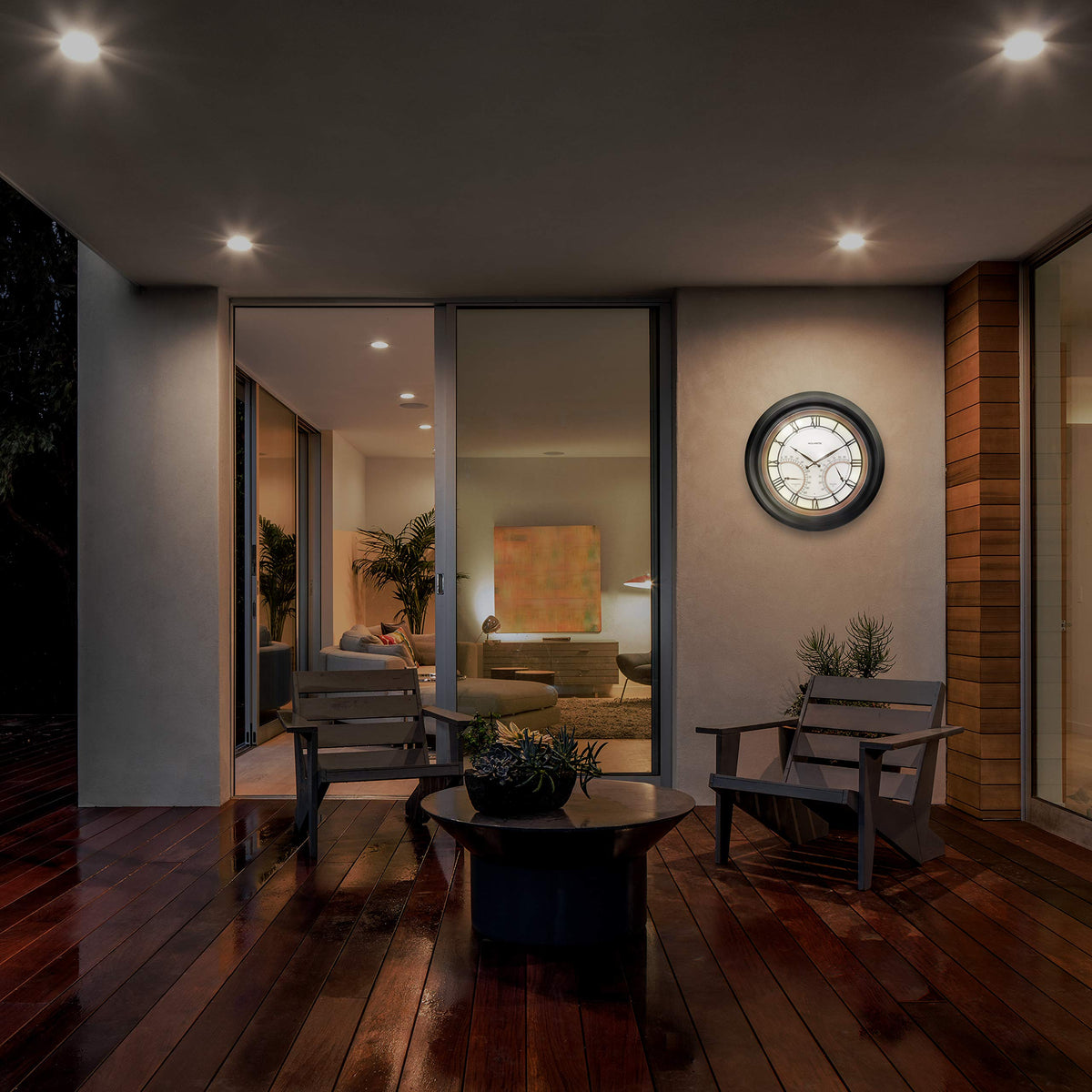 AcuRite 24” Illuminated LED Large Outdoor Decorative Clock with Thermometer and Hygrometer Combo (75022M)