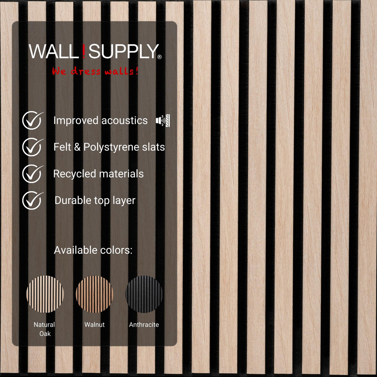Wall!Supply 3D Soundproof Wall Panels – Acoustic Natural Oak Finish – EPS Foam Wallpaper Alternative for Living Room, Bedroom & Office – Easy DIY Installation – 6 Pack, Covers 10.87 Sq Ft
