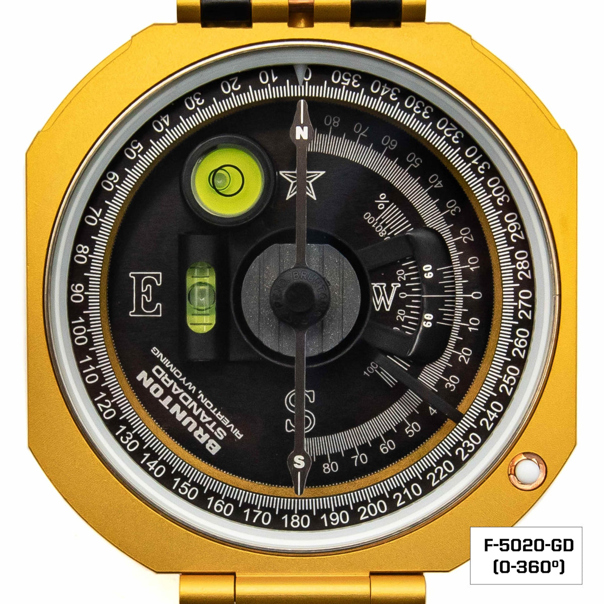 Brunton Standard Transit, Azimuth (0–360°), Gold - Professional Pocket Transit with Clinometer