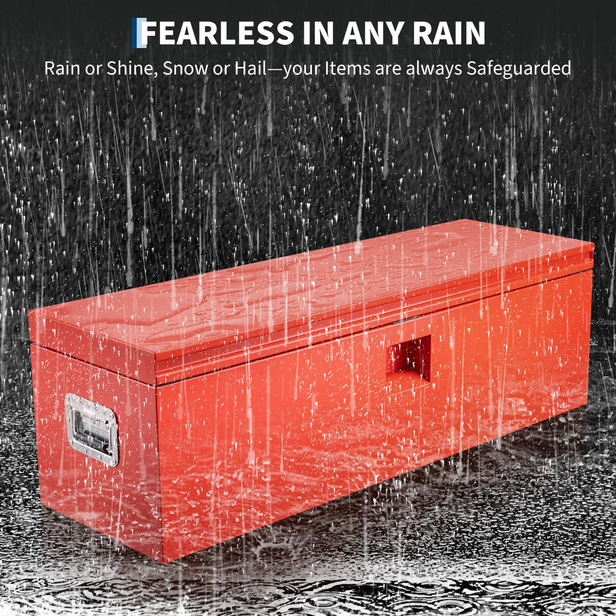 CABIHOME 30-Inch Heavy Duty Steel Truck Tool Box, Lockable & Weatherproof Jobsite Storage Chest with Hydraulic Lid for Pickup Trucks & Trailers