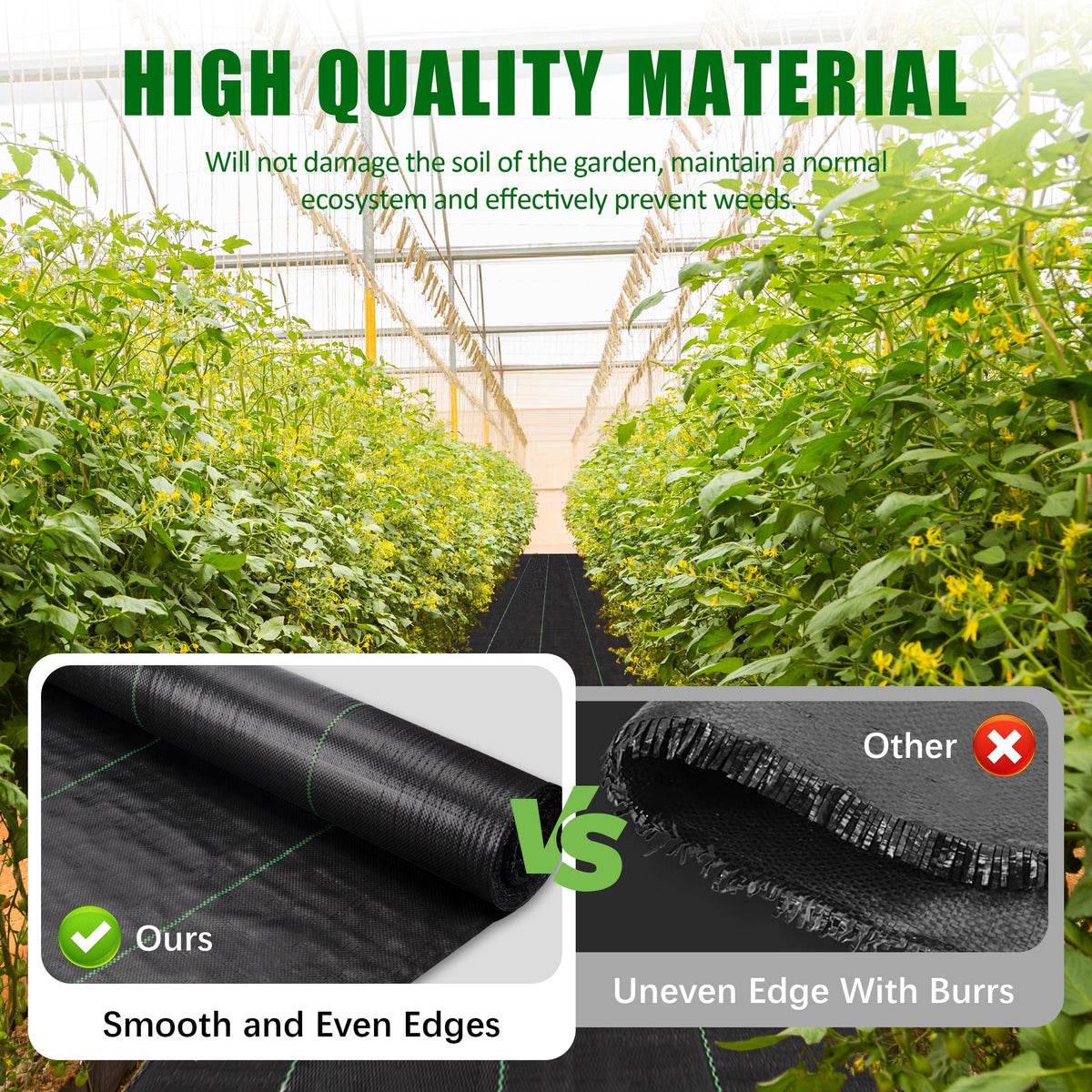ZJIA 6FT x 300FT Weed Barrier Fabric Heavy Duty, 5.8oz Landscaping Fabric Woven Landscape Ground Cover for Gardens & Lawns