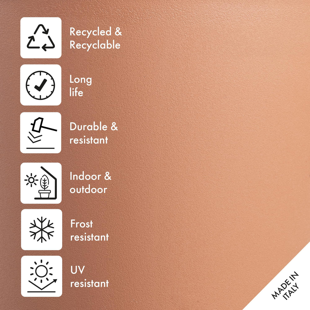 Deroma Origin Indoor/Outdoor Round Planters – 100% Post Consumer Recycled Plastics, Made in Italy Modern Design | Perfect Sizes to Grow Your Small Succulents & Large Citrus Plants.