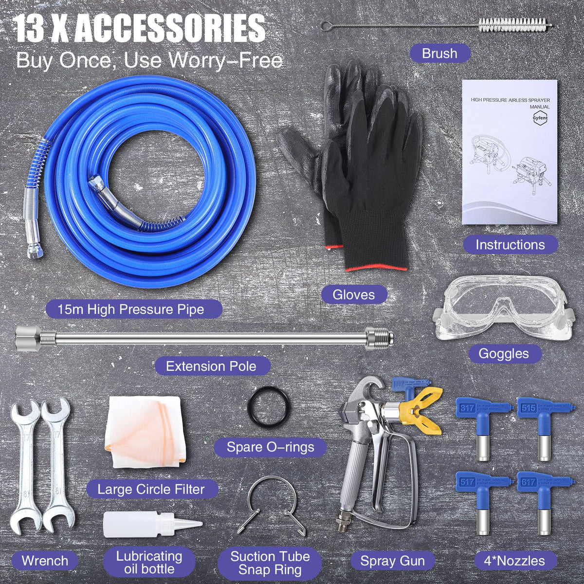 450 Airless Paint Sprayer with 66FT Hose, 0.47GPM Paint Sprayer for Home Interior 3300psi 900W High Efficiency Airless Sprayer with Low Overspray for House Painting Townhouse