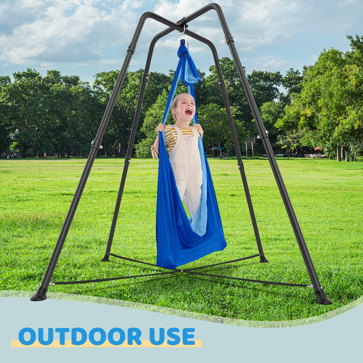 Swing Stand with Sensory Swing and Pod Swing, X-Shaped Swing Frame, Heavy-Duty Metal Sensory Swing Set for Adults Indoor and Outdoor 330LBS